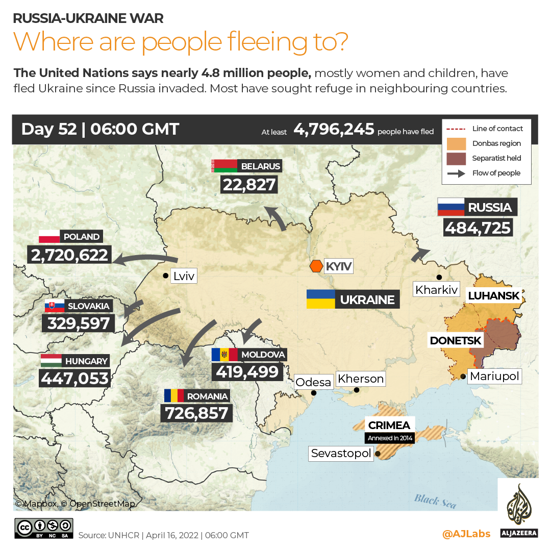 INTERACTIVE Russia-Ukraine war Refugees DAY 52 April 15 6GMT