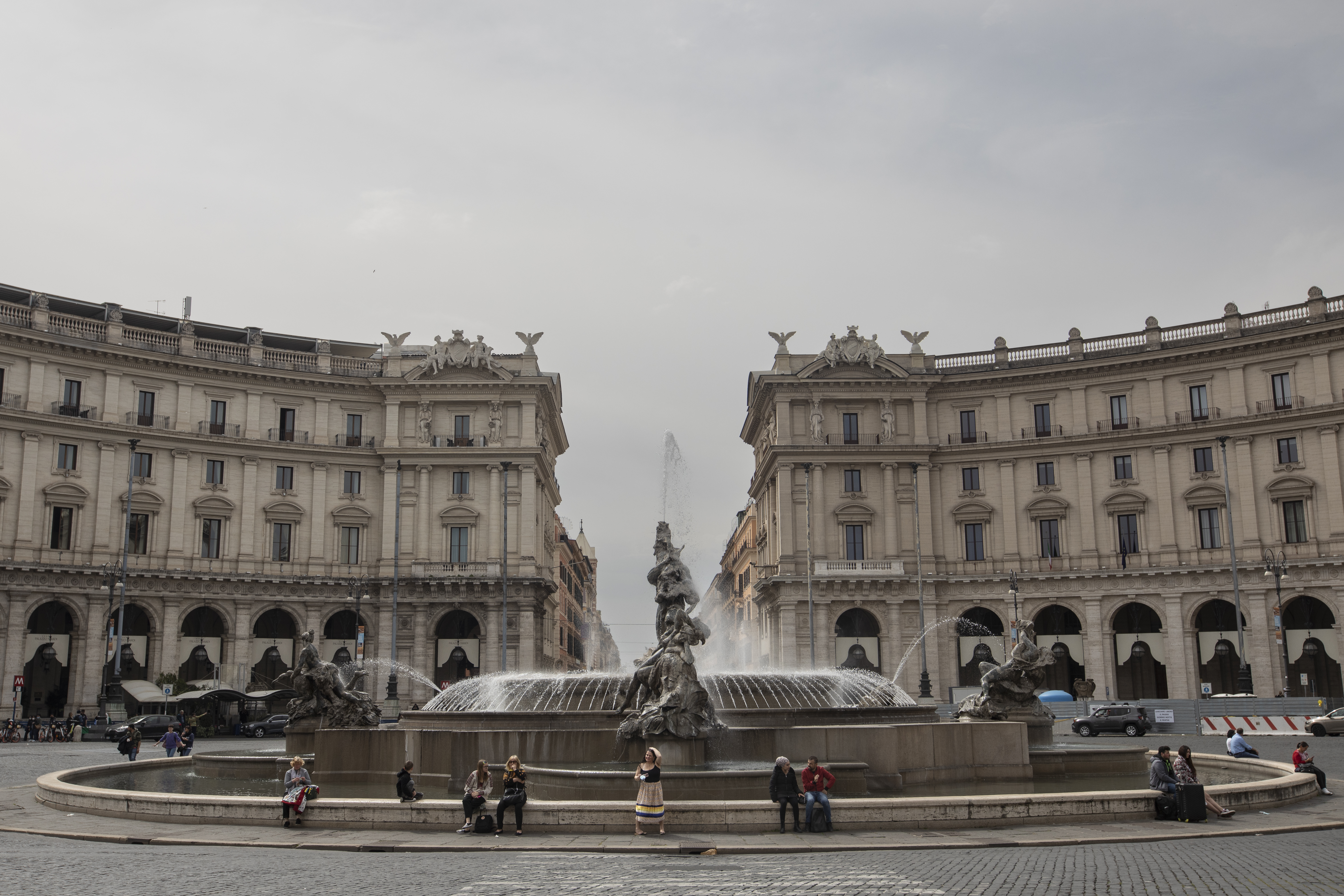 A photo of Brandi Morin at the Fontana Delle Naiadi in Rome Italy.