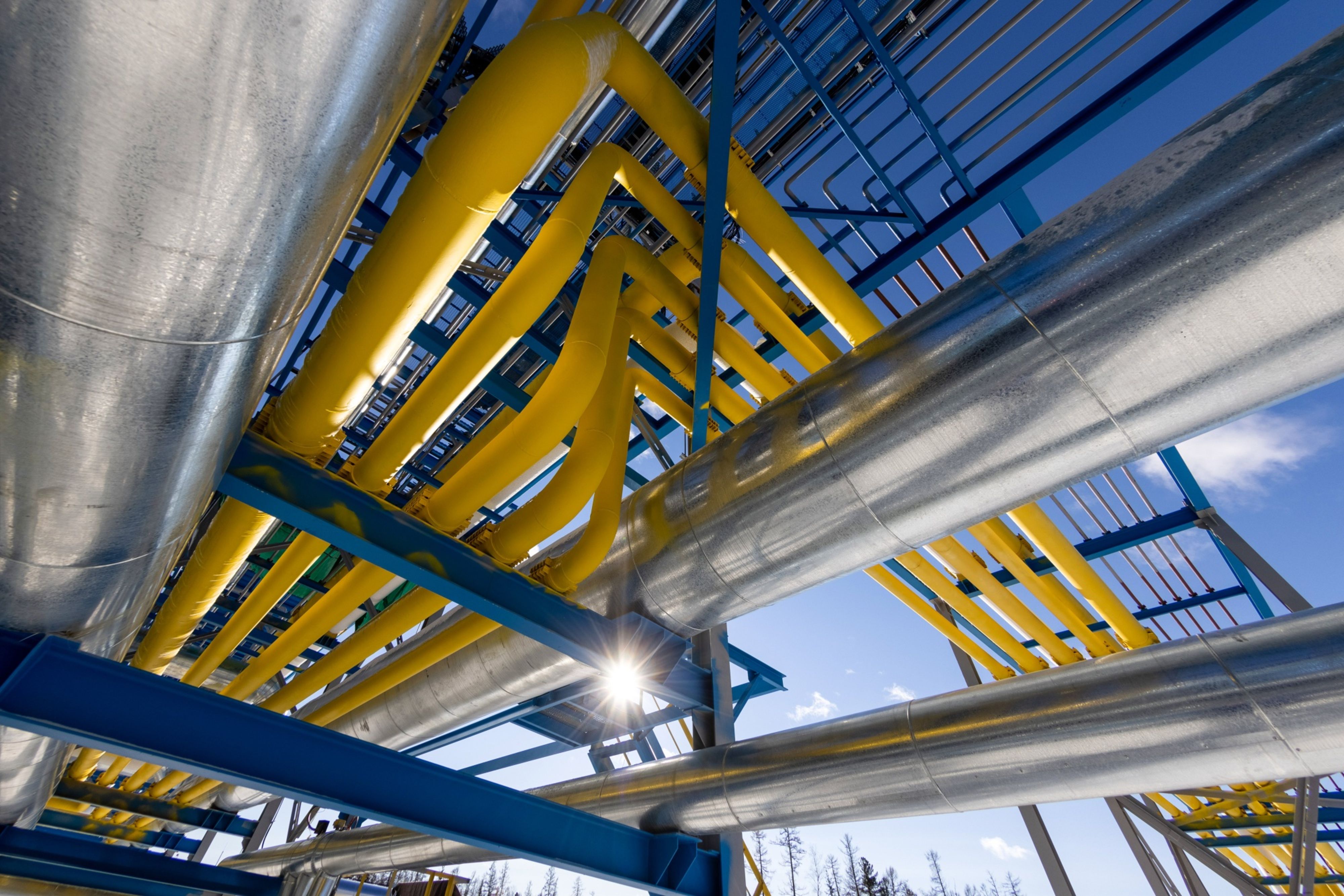 Pipework at a gas pre-treatment unit