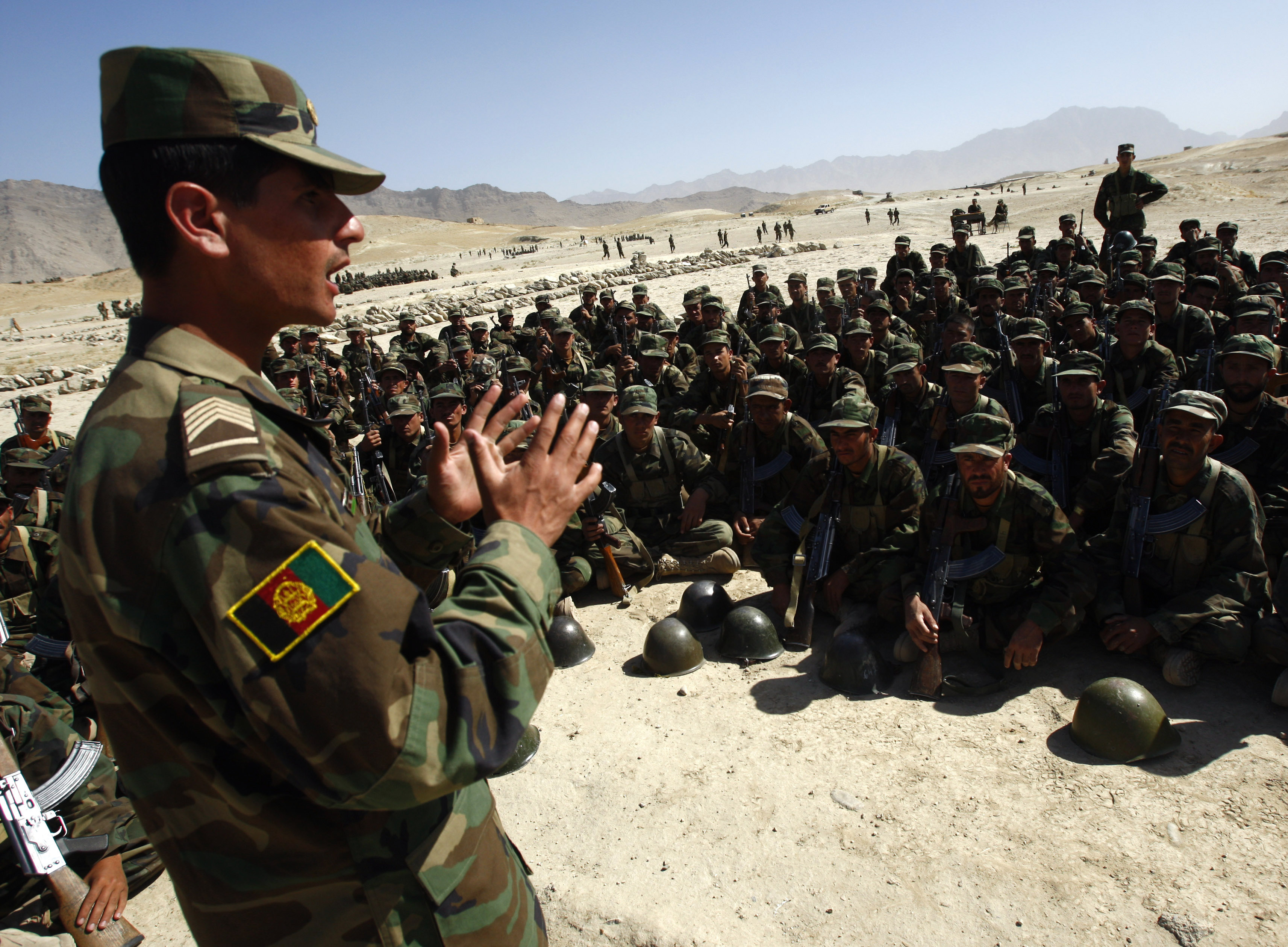 An Afghan National Army instructor teaches a class of cadets in Kabul.