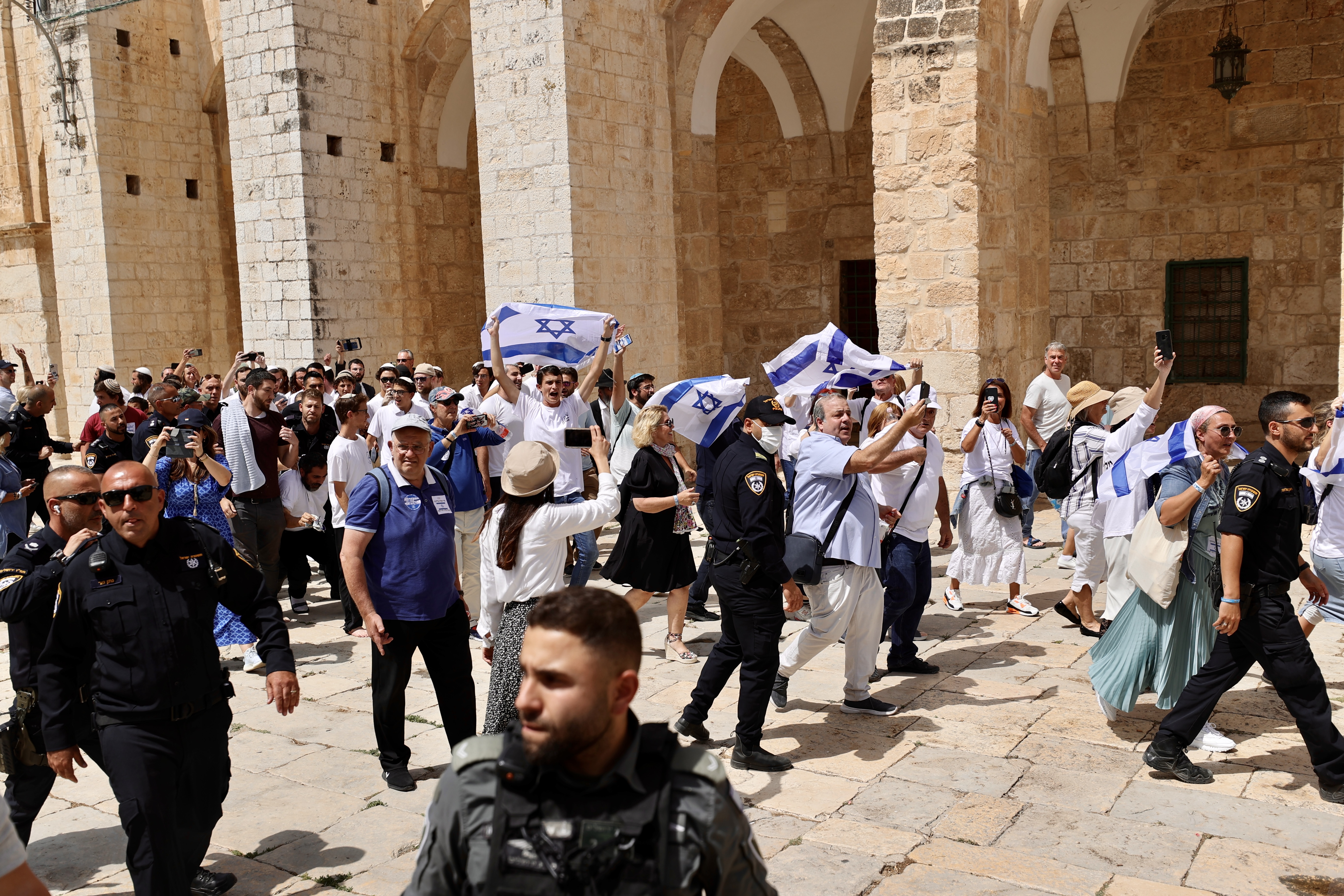 Far-right Israelis accompanied by Israeli forces stormed al-Aqsa mosque compound.