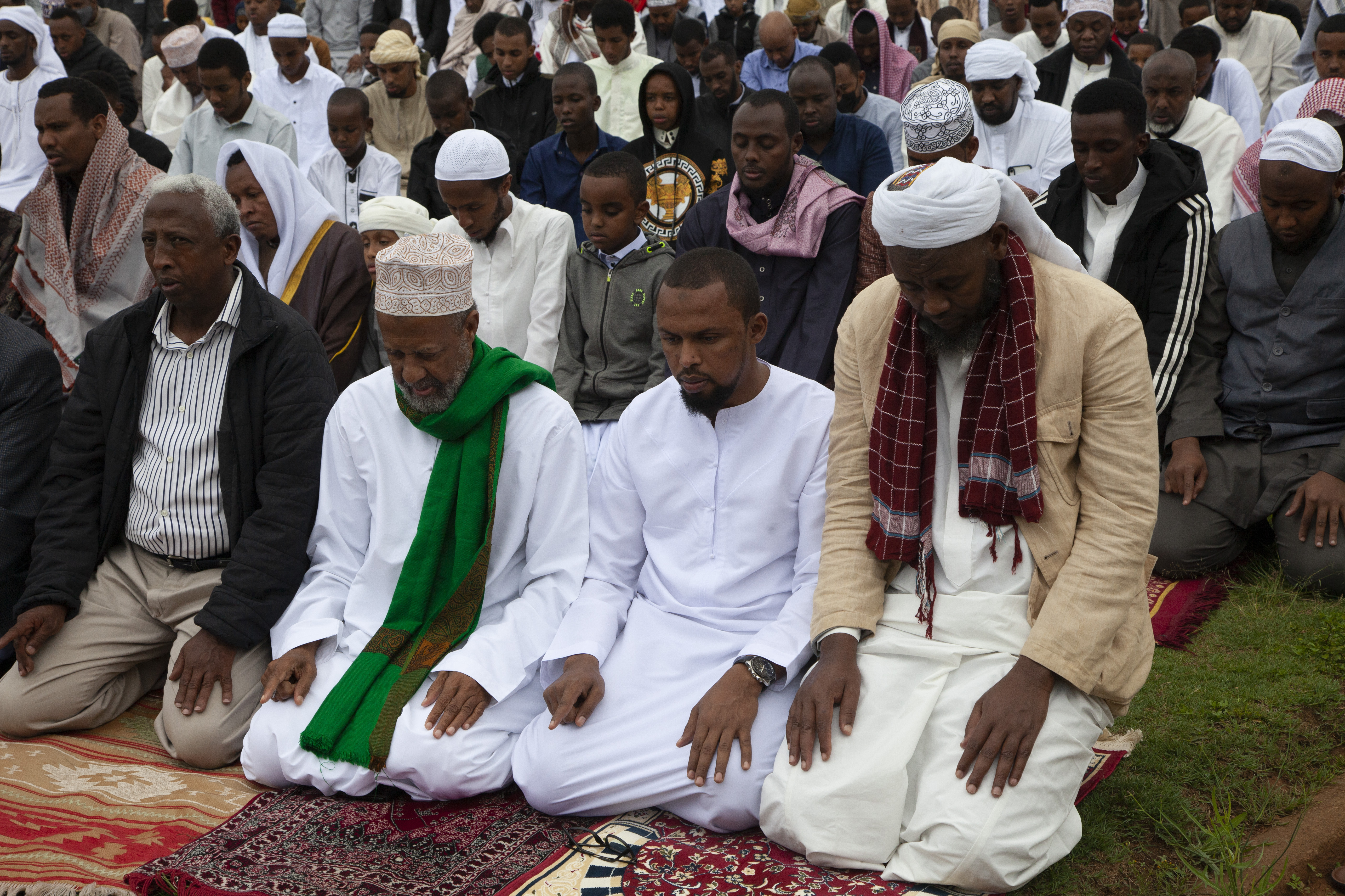 Kenyan Muslims offer the Eid al-Fitr prayers outside Masjid As Salaam in Nairobi, Kenya