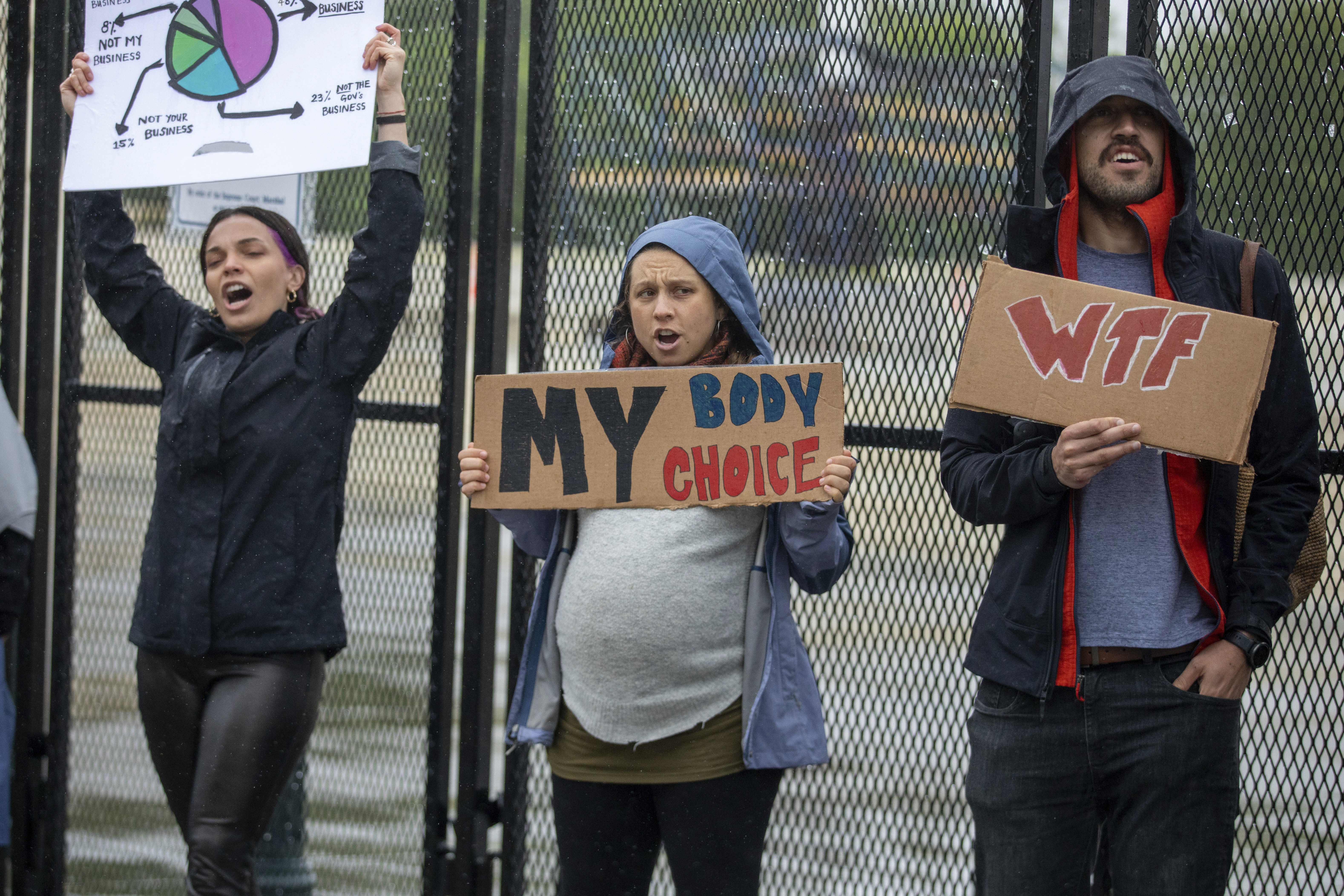 Abortion-rights demonstrators protest outside of the U.S. Supreme Court