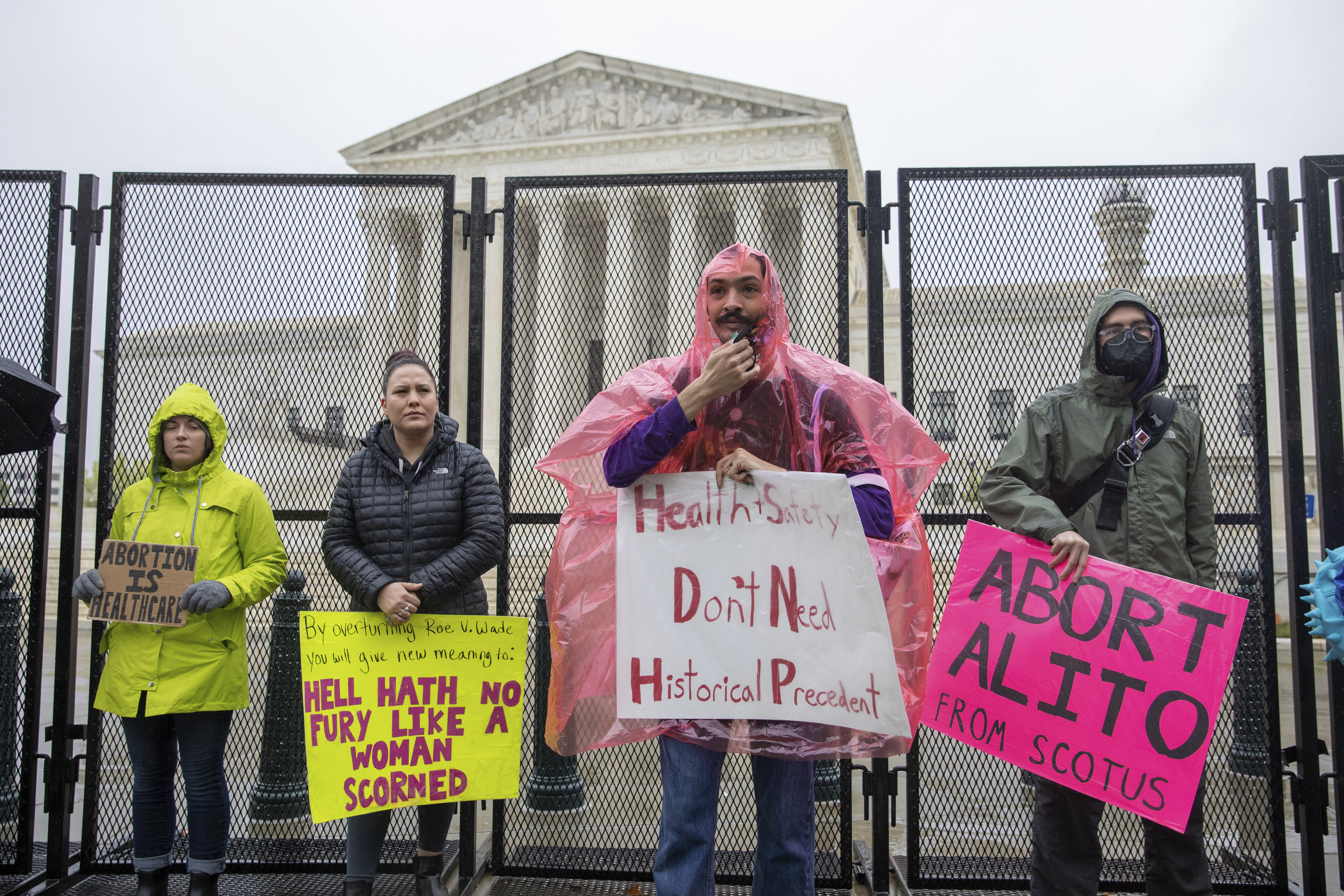 Abortion-rights demonstrators protest outside of the U.S. Supreme Court