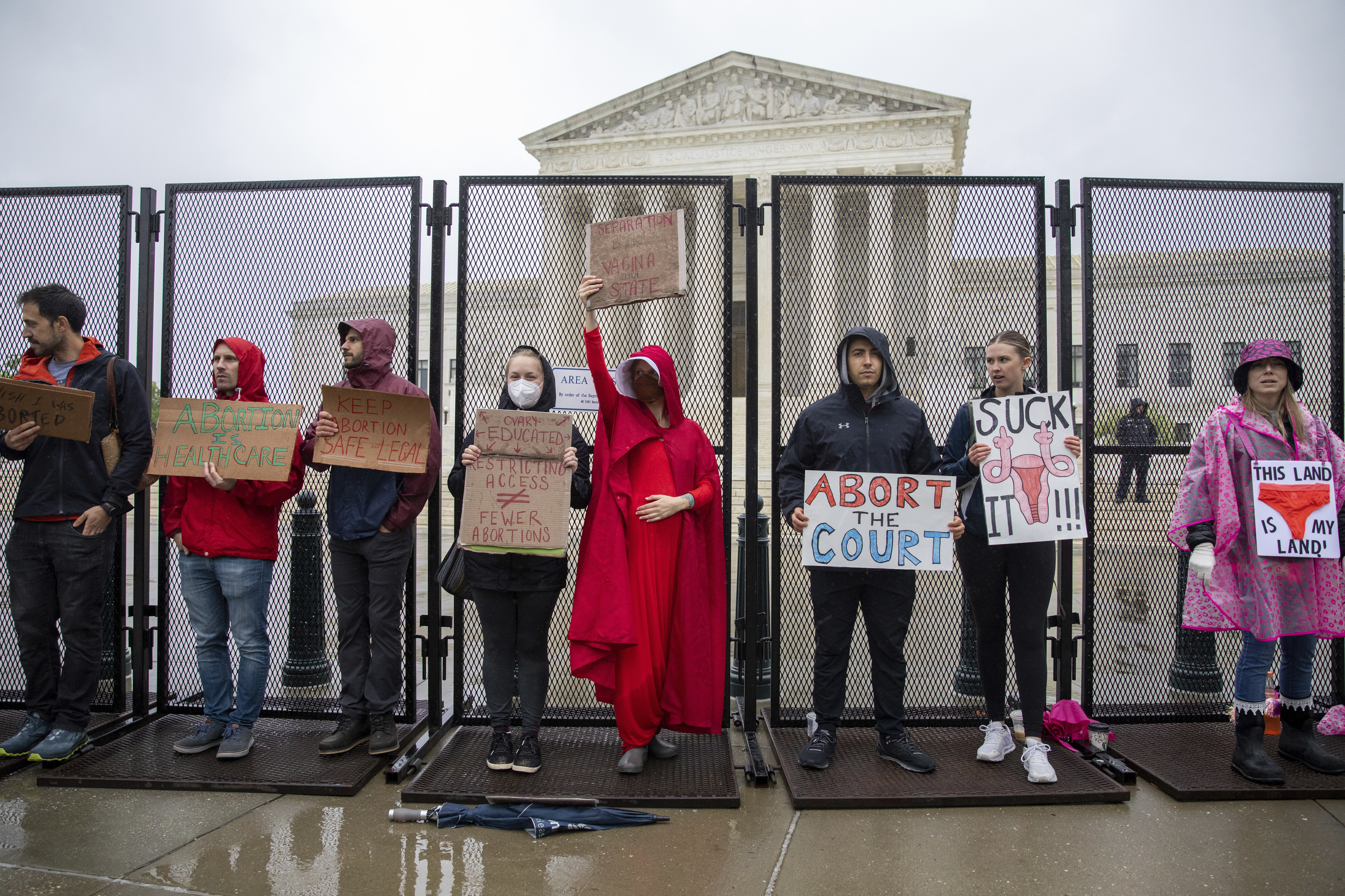 Abortion-rights demonstrators protest outside of the U.S. Supreme Court