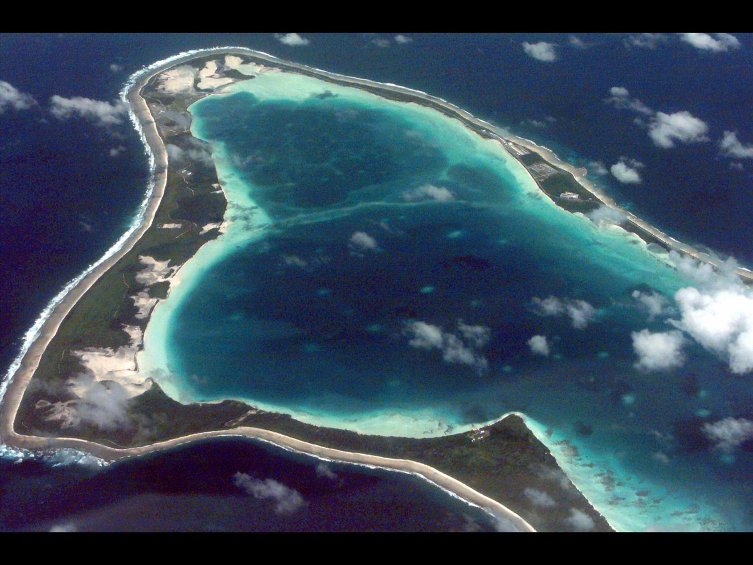 An aerial view of Diego Garcia, a UK territory in the Indian Ocean that's been turned into a secretive military base