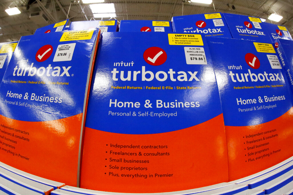 2018 photo shows a display of TurboTax software in a Sam's Club in Pittsburgh