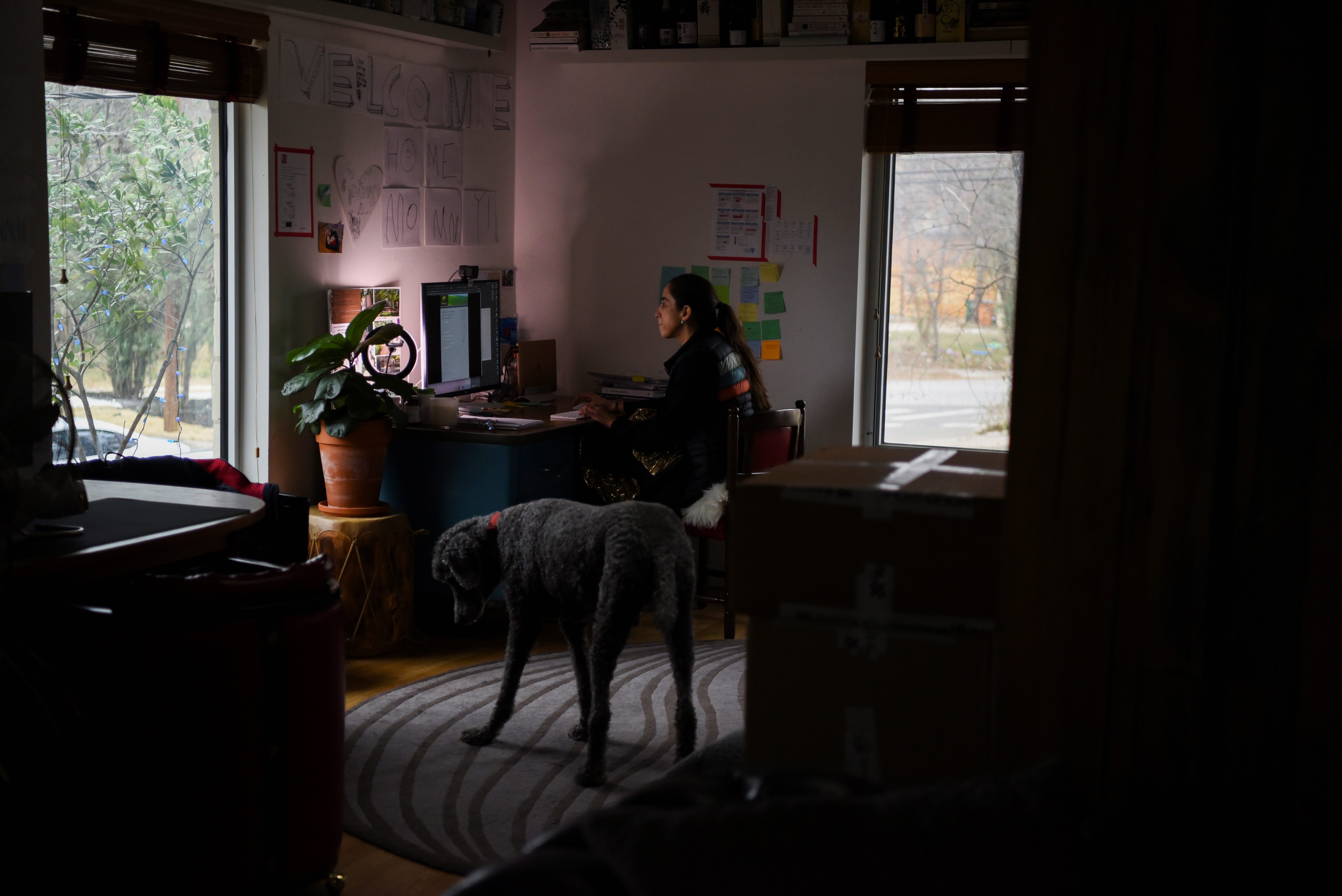 Man working from home on computer