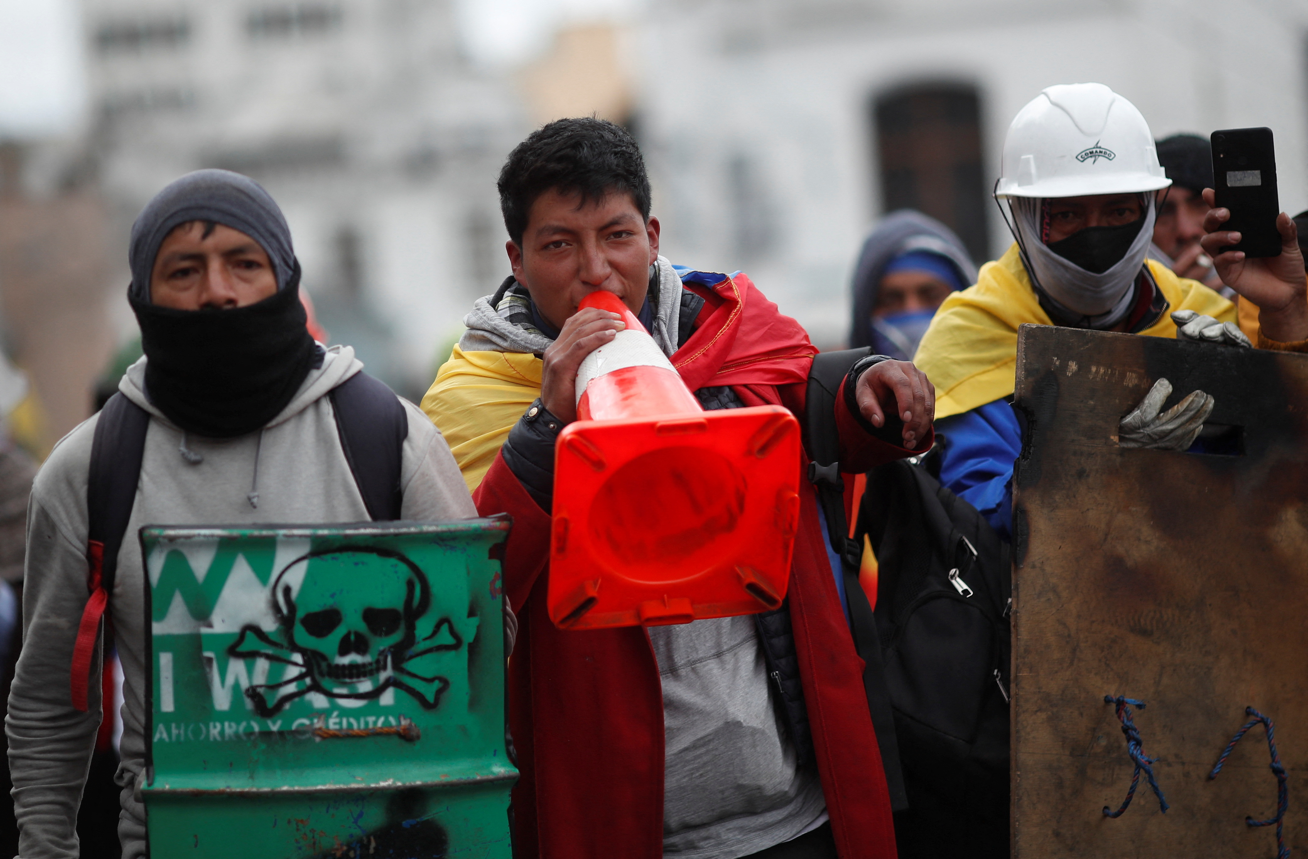 Indigenous people protest in Quito, Ecuador