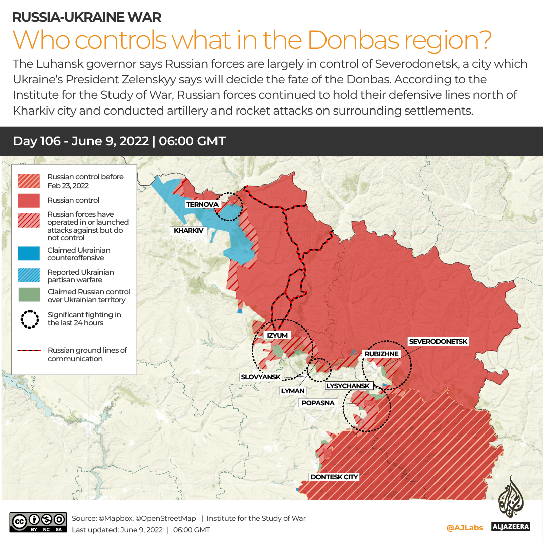 INTERACTIVE Russia-Ukraine War Who controls what in Donbas DAY 106