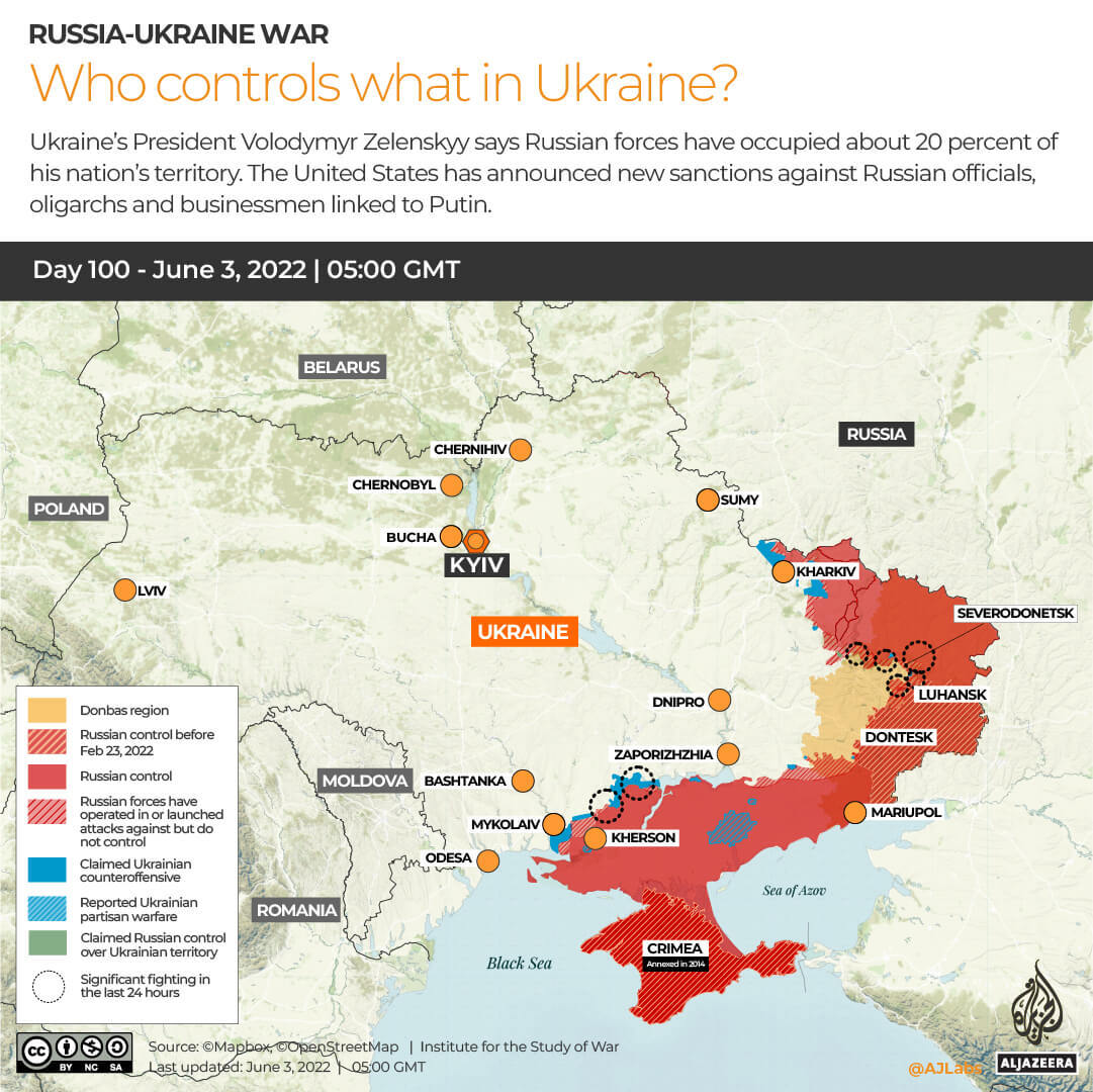 INTERACTIVE Russia Ukraine War Who controls what in Ukraine Day 100