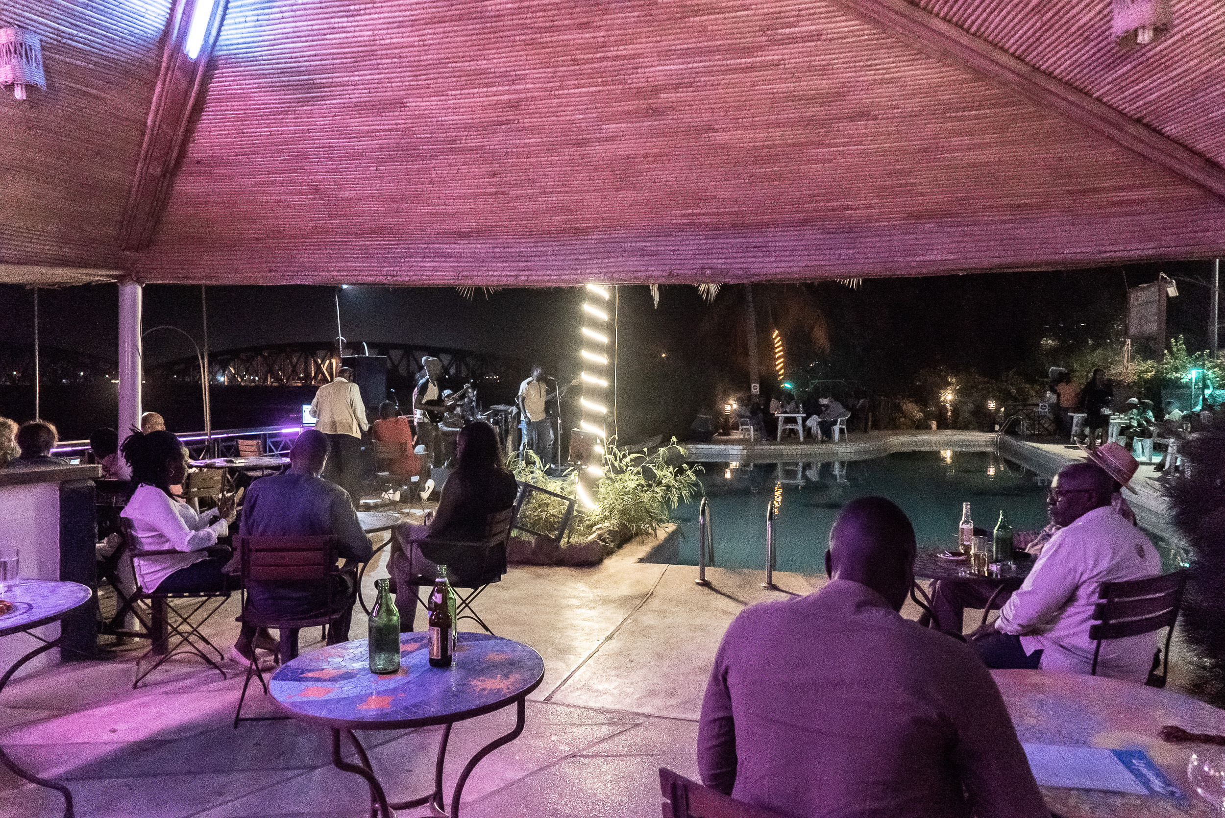 Musical group Khalifa Niang performs at the Flamingo Bar and Restaurant during the Saint Louis Jazz Festival