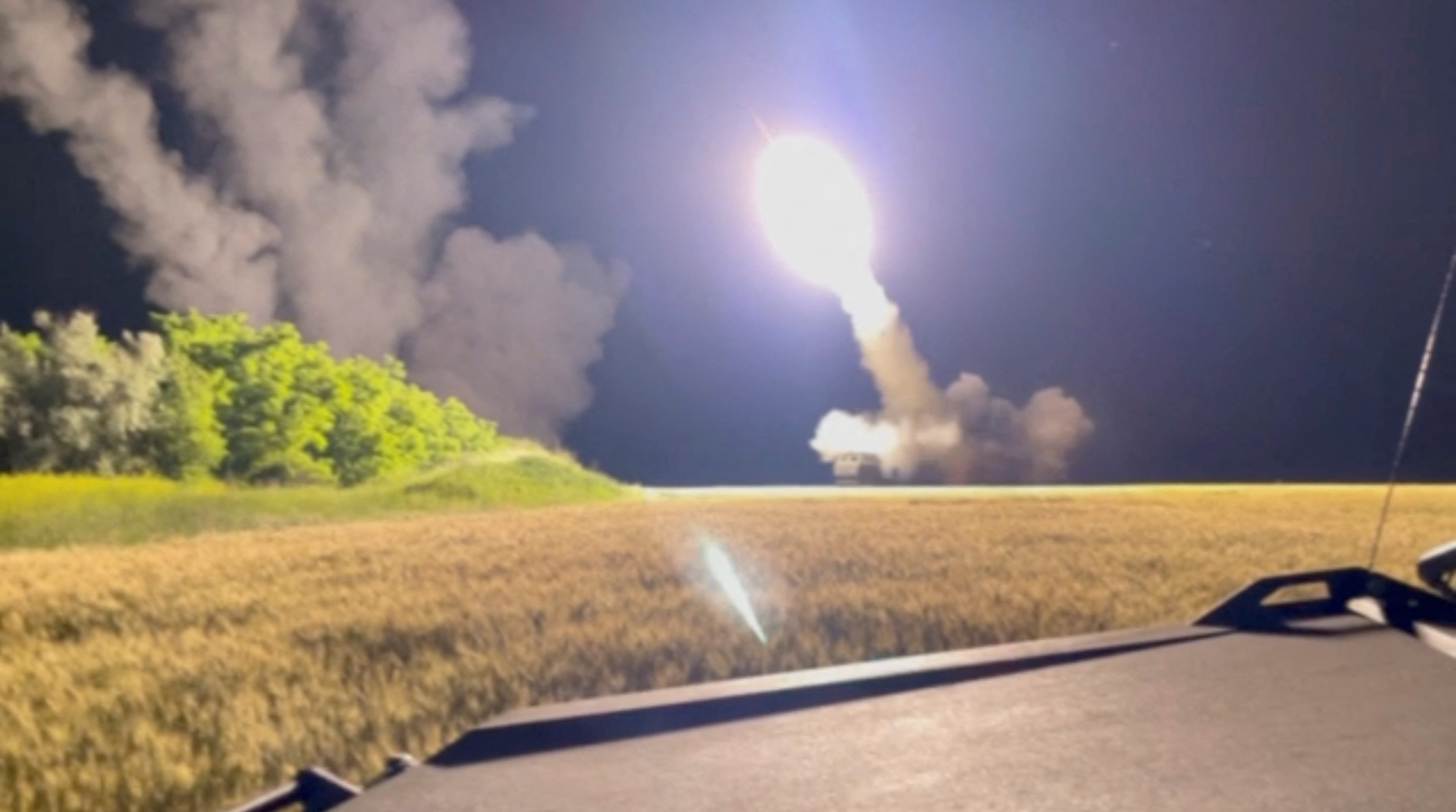 A view shows a HIMARS being fired in an undisclosed location in Ukraine