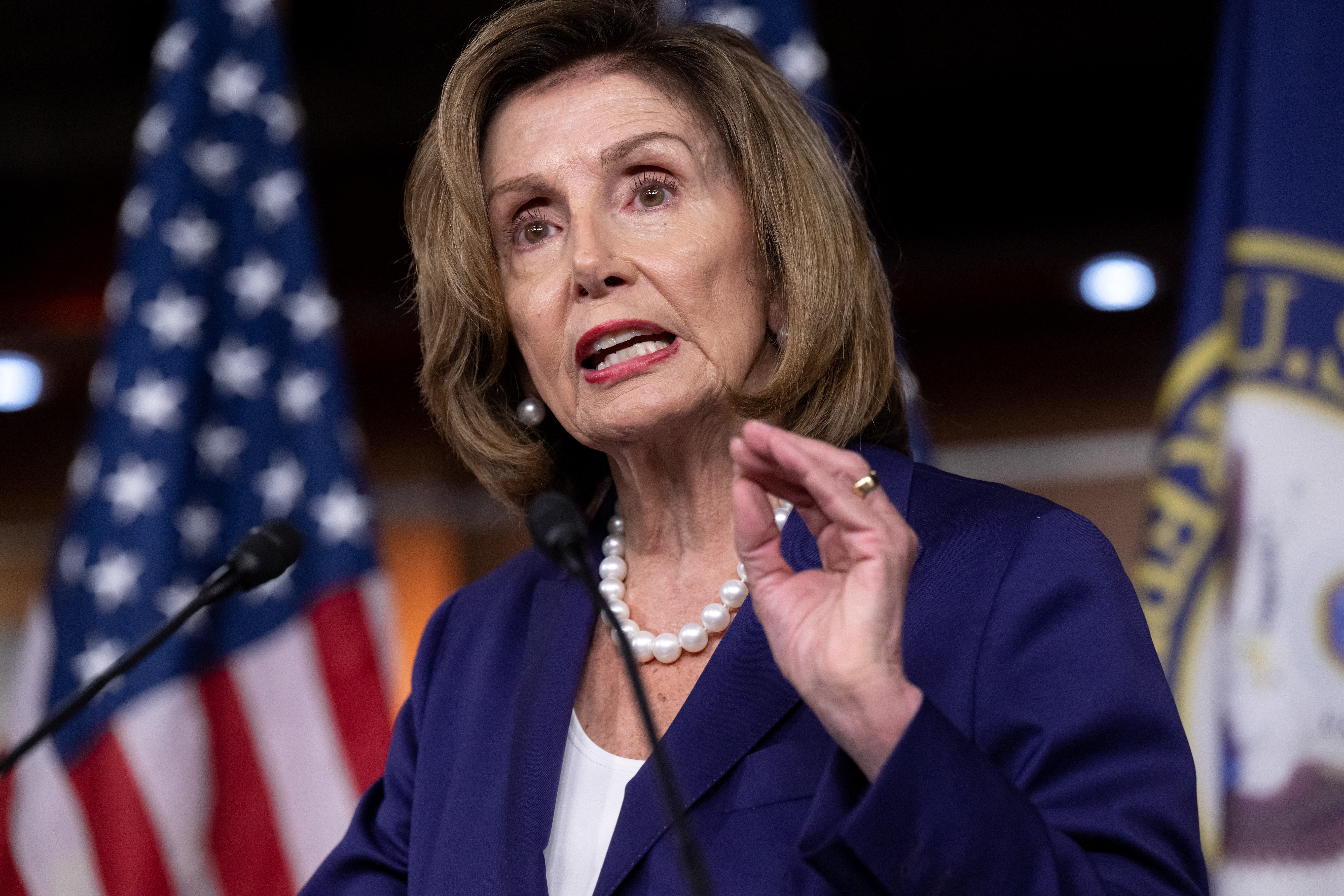 US Speaker of the House Nancy Pelosi, Democrat of California, holds her weekly press conference on Capitol Hill in Washington, DC, July 29, 2022.