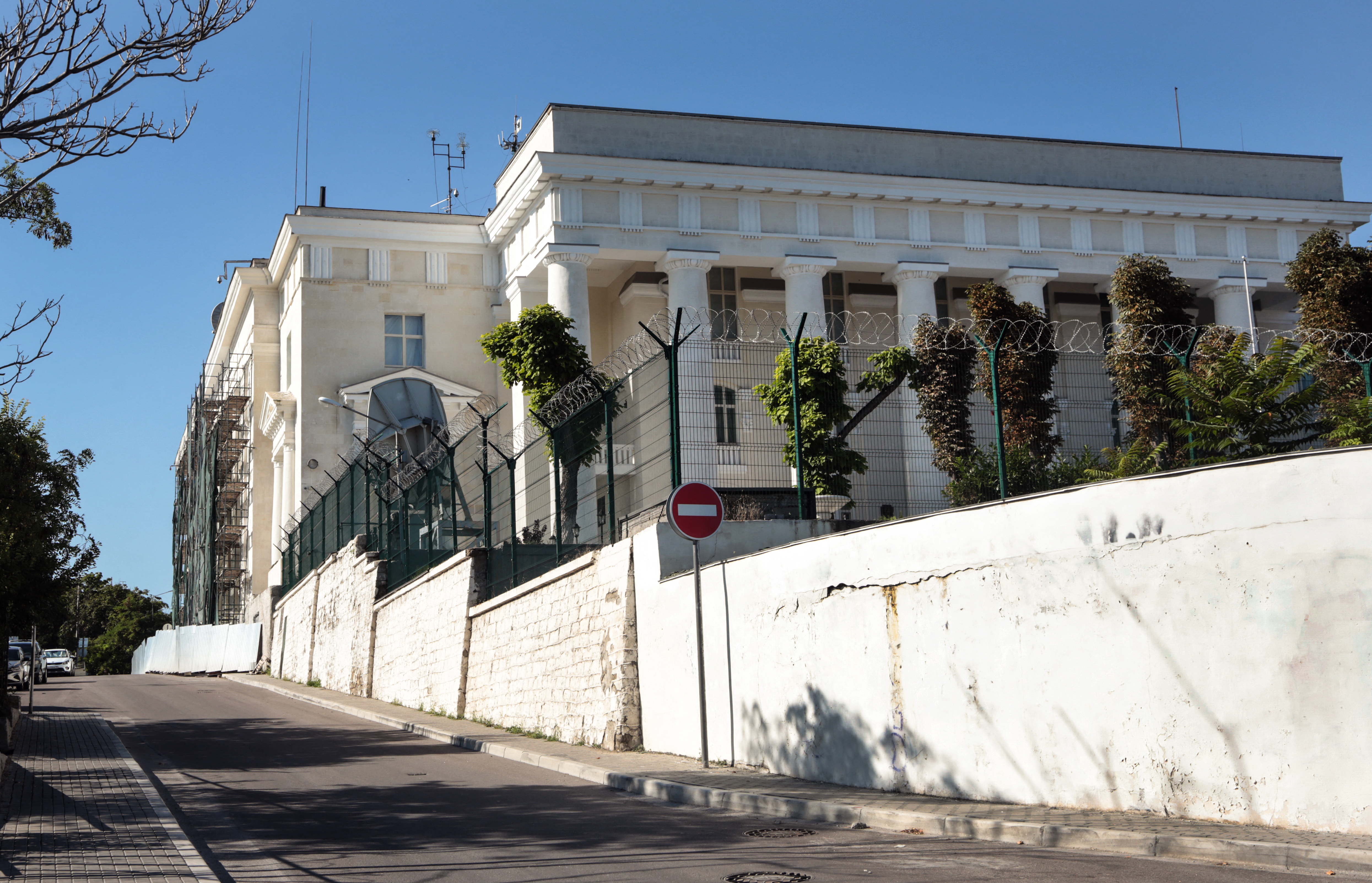 The headquarters of Russia's Black Sea Fleet is pictured in Sevastopol, Crimea.