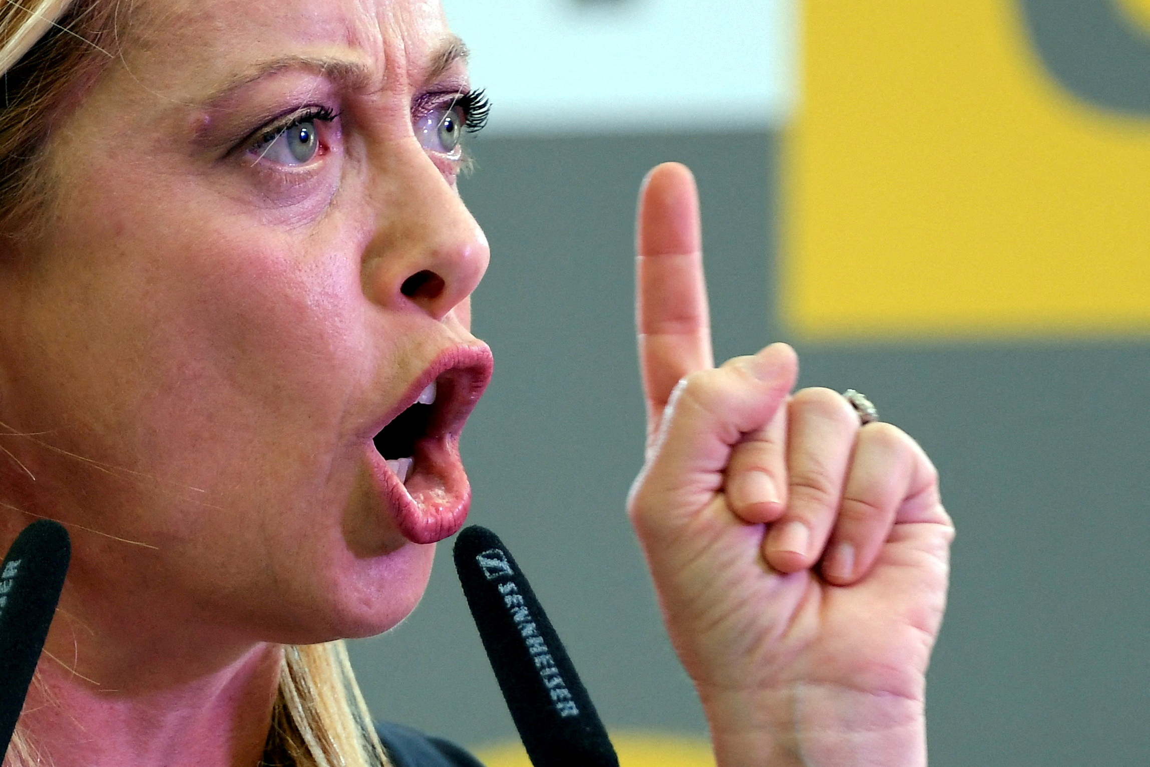Giorgia Meloni, leader of the far-right Brothers of Italy party, in Florence