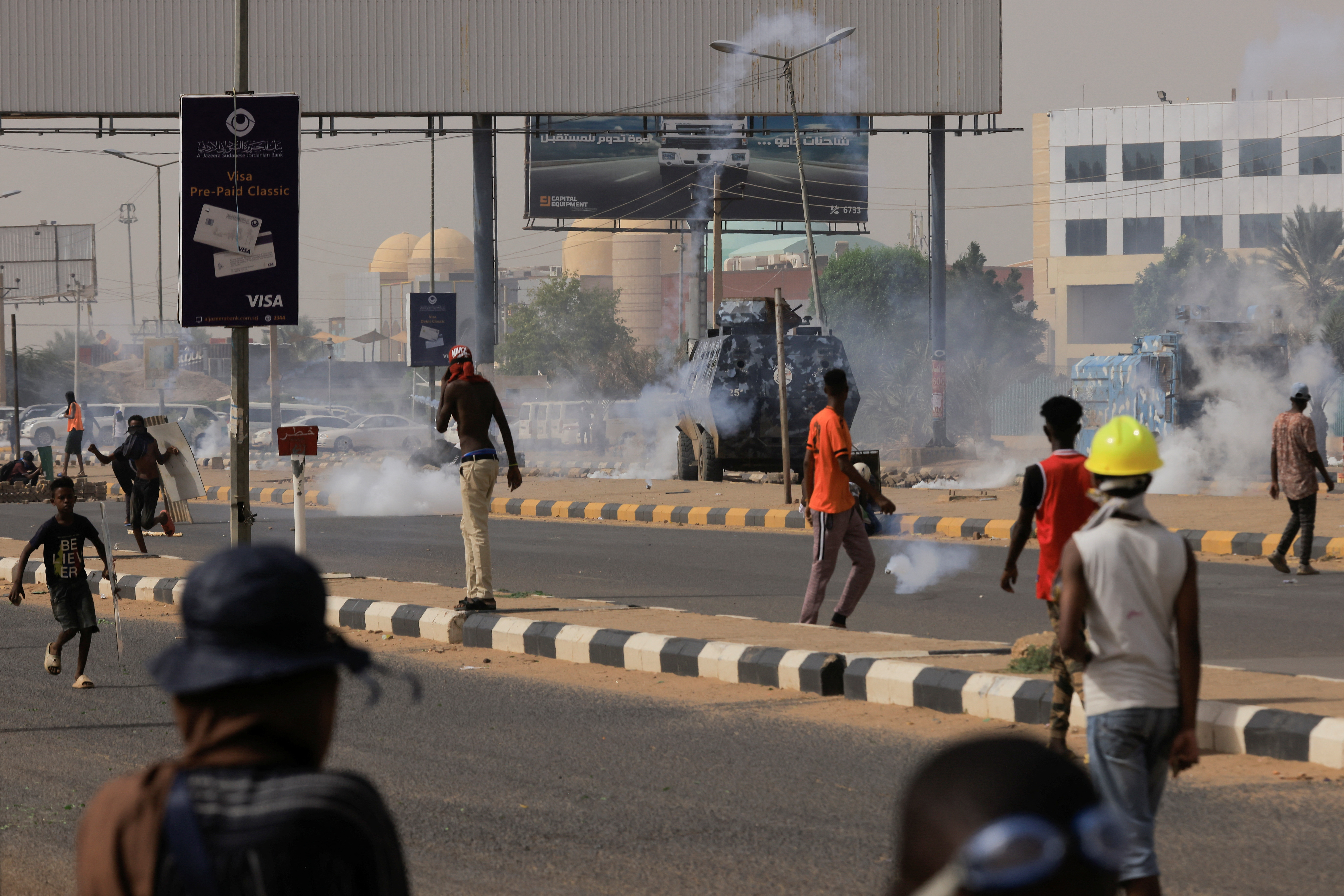 Protesters march during a rally against military rule following the last coup, in Khartoum, Sudan 