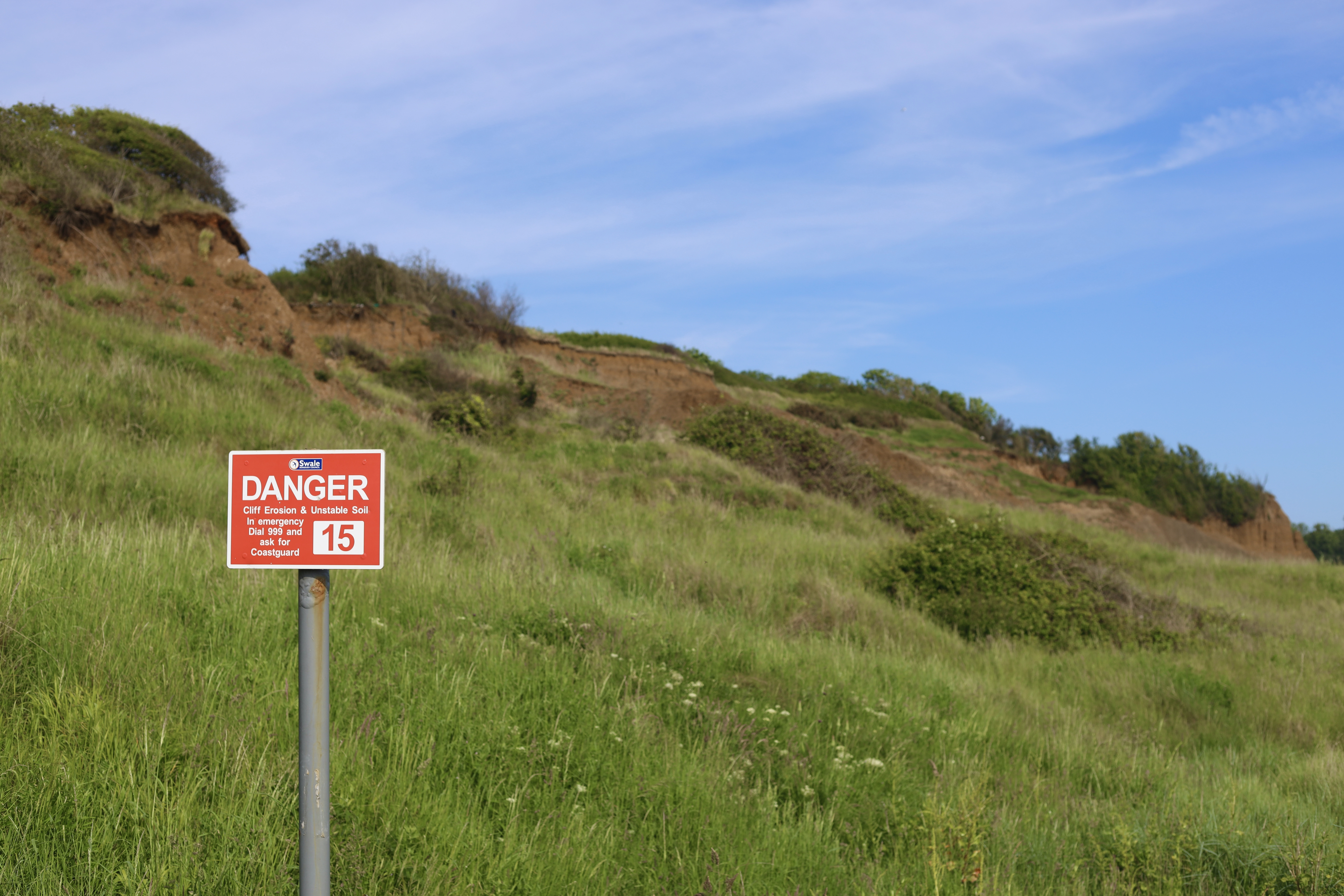 A portion of eroding cliff near the village of Eastchurch, in the North of the Isle of Sheppey.