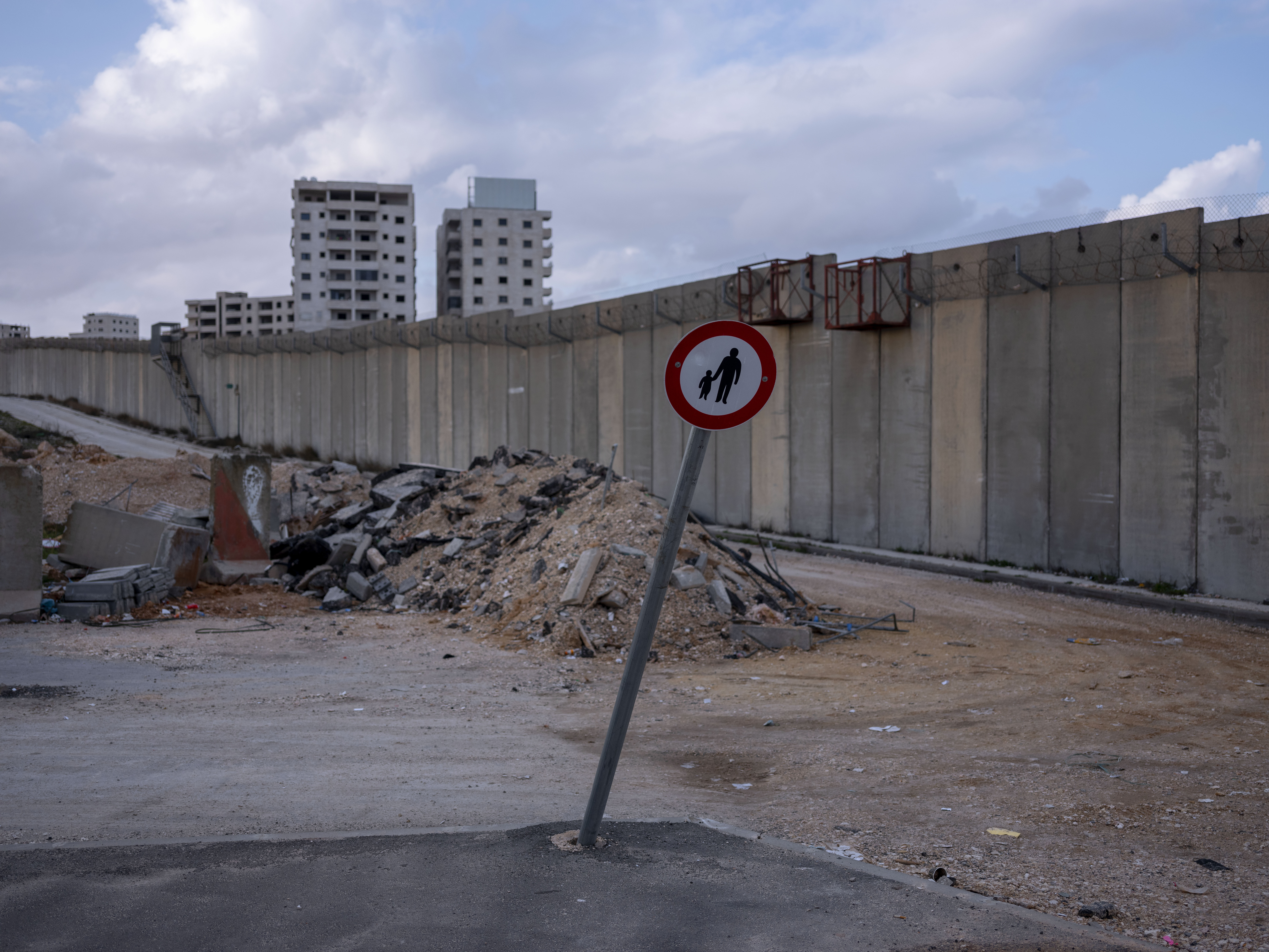Kufr Aqab, a Palestinian neighborhood of Jerusalem located on the West Bank is seen behind Israel's separation barrier