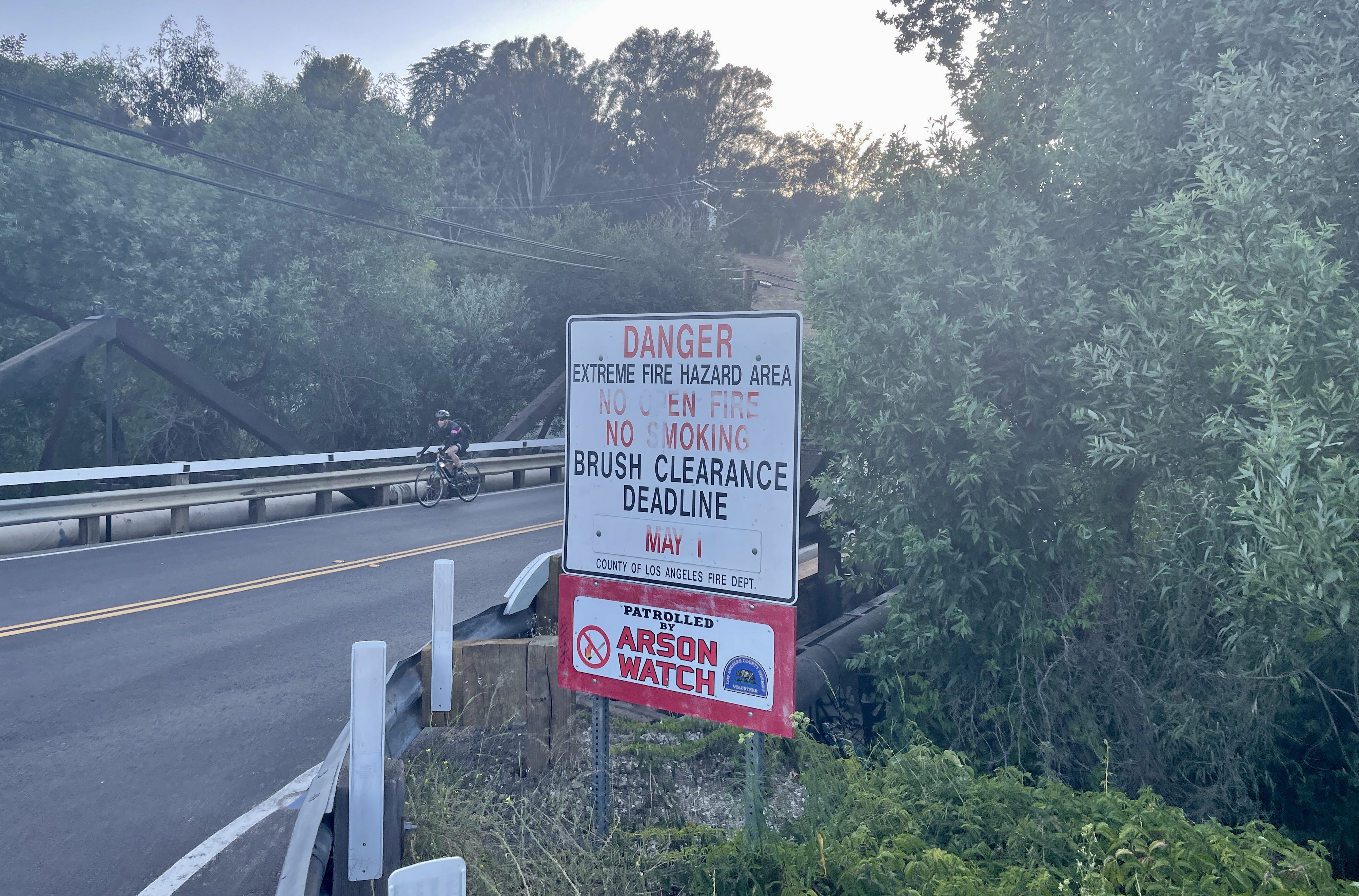 A sign reminds residents of the area's high fire risk