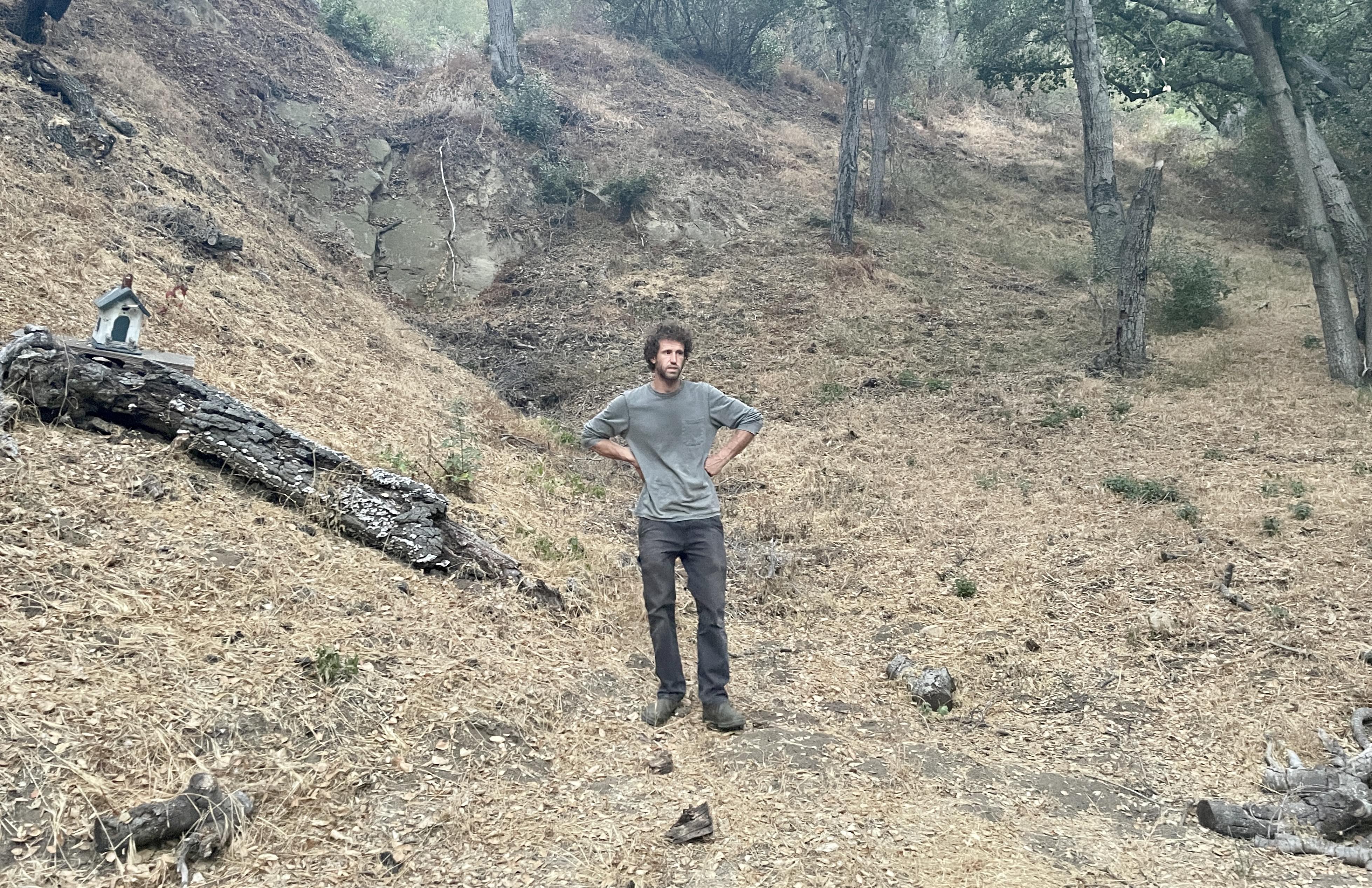 Eli Lichter-Mark surveys his backyard