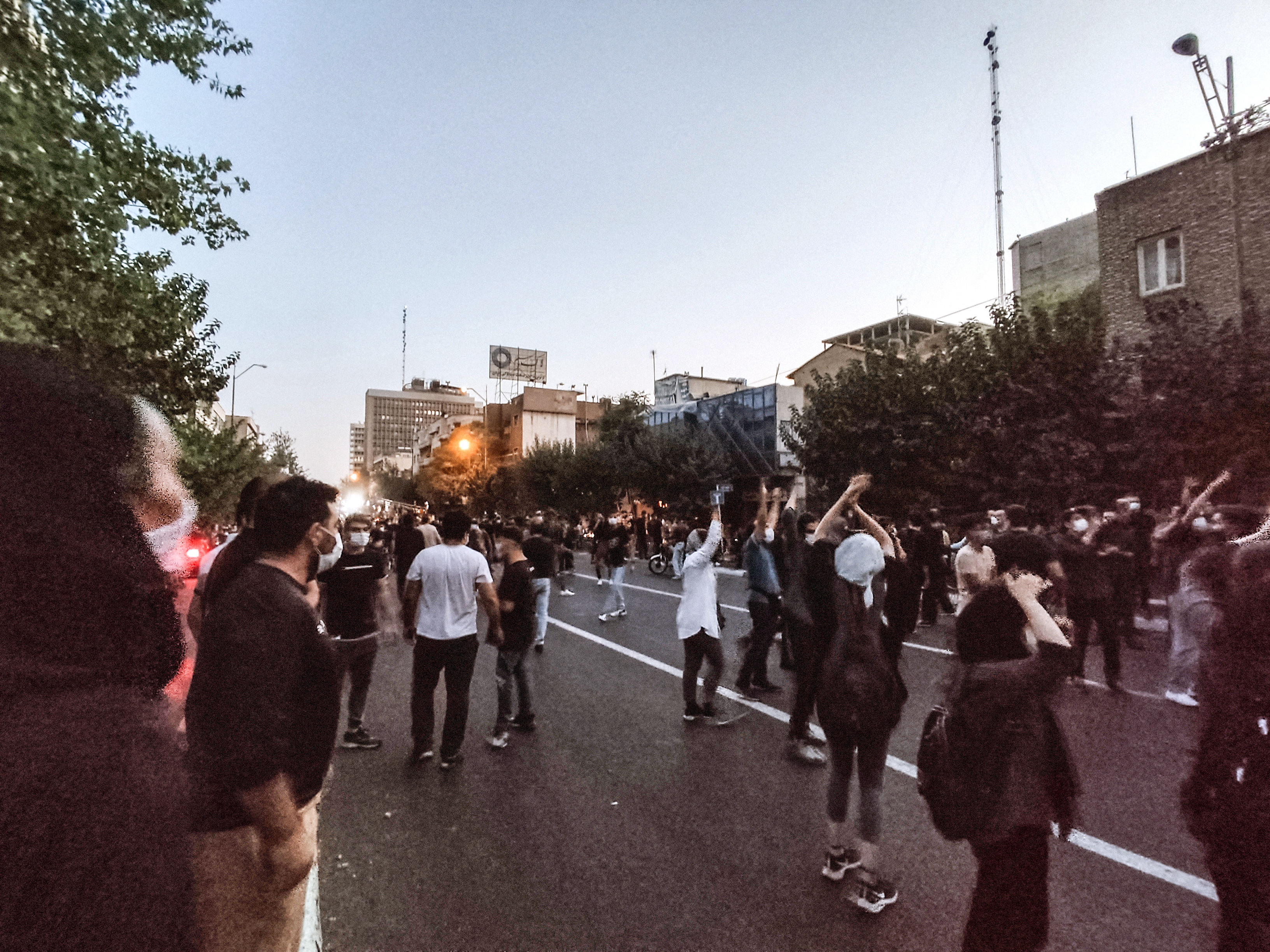 Iranian demonstrators take to the streets of the capital Tehran during a protest for Mahsa Amini on September 21, 2022, days after she died in police custody.