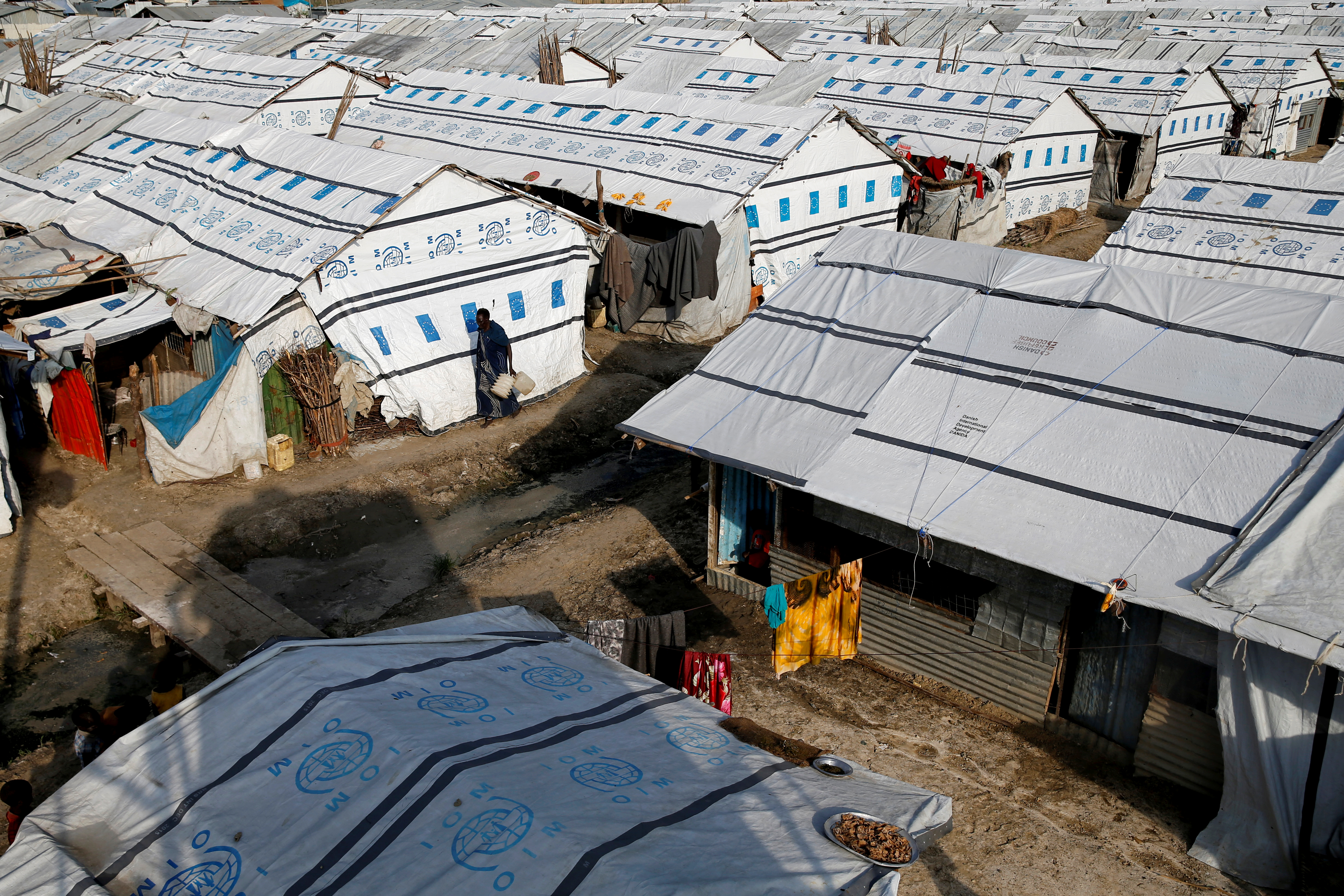 A man walks in the POC (Protection of Civilians) Camp, run by the UN Mission in South Sudan near the town of Malakal, in the Upper Nile state of South Sudan, September 9, 2018.