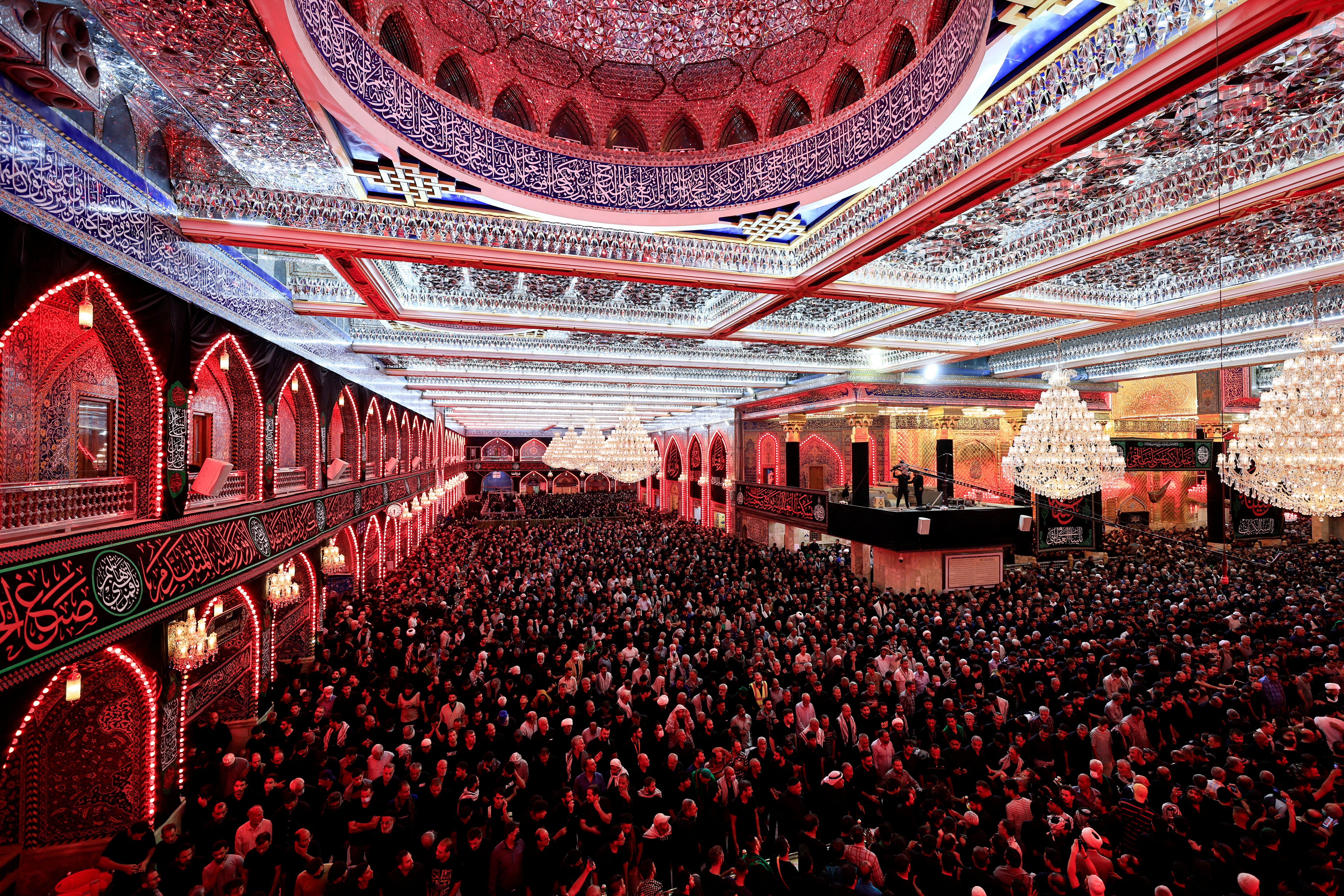 Shia pilgrims pray at the Imam al-Abbas shrine ahead of Arbaeen in the holy city of Kerbala.