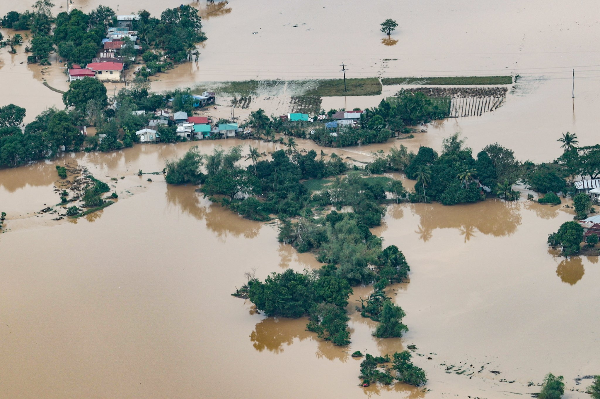 Arial view of flooded affected areas