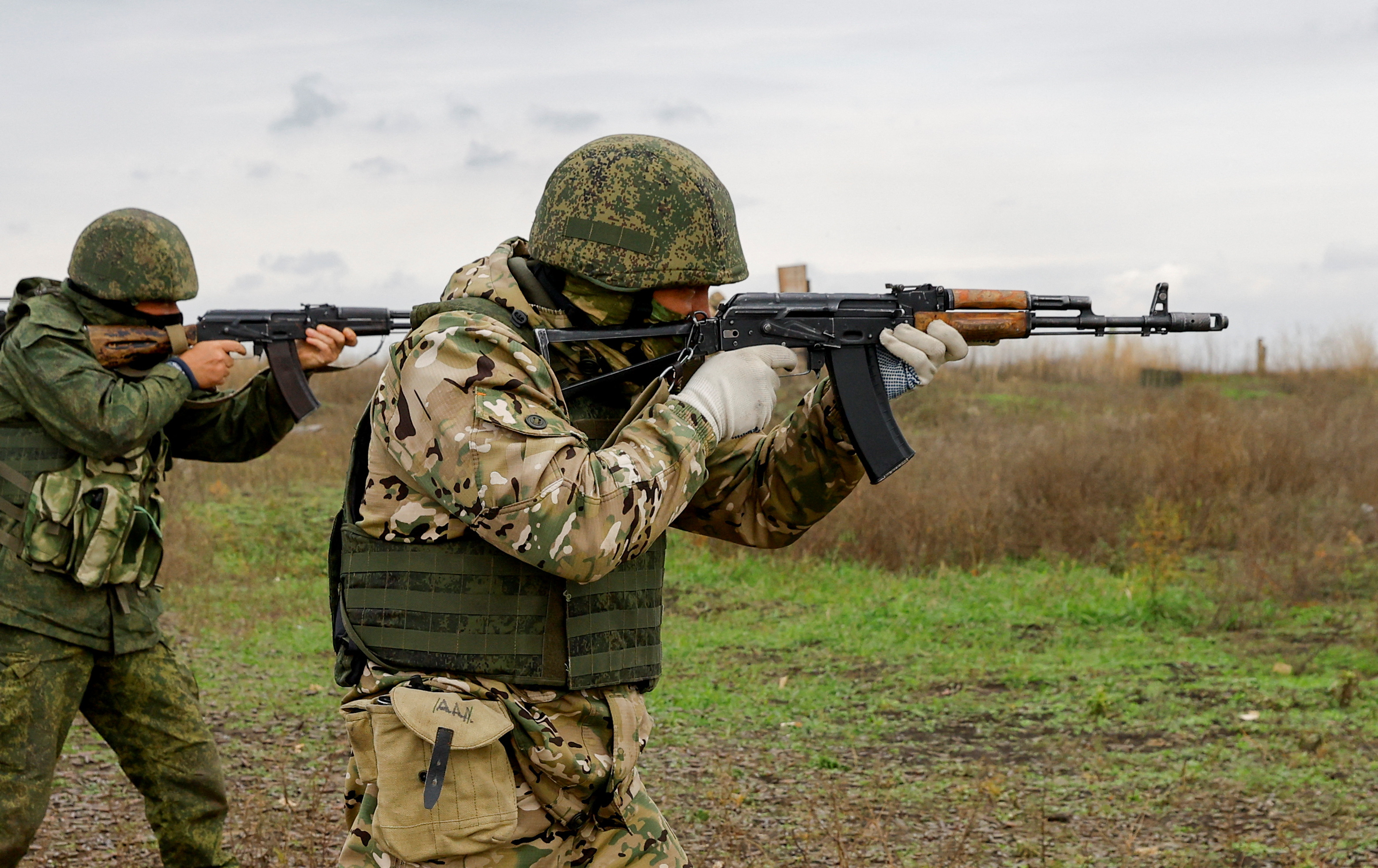 Russian newly-mobilised reservists train at a shooting range in the course of Russia-Ukraine conflict in the Russian-controlled Donetsk region, Ukraine.