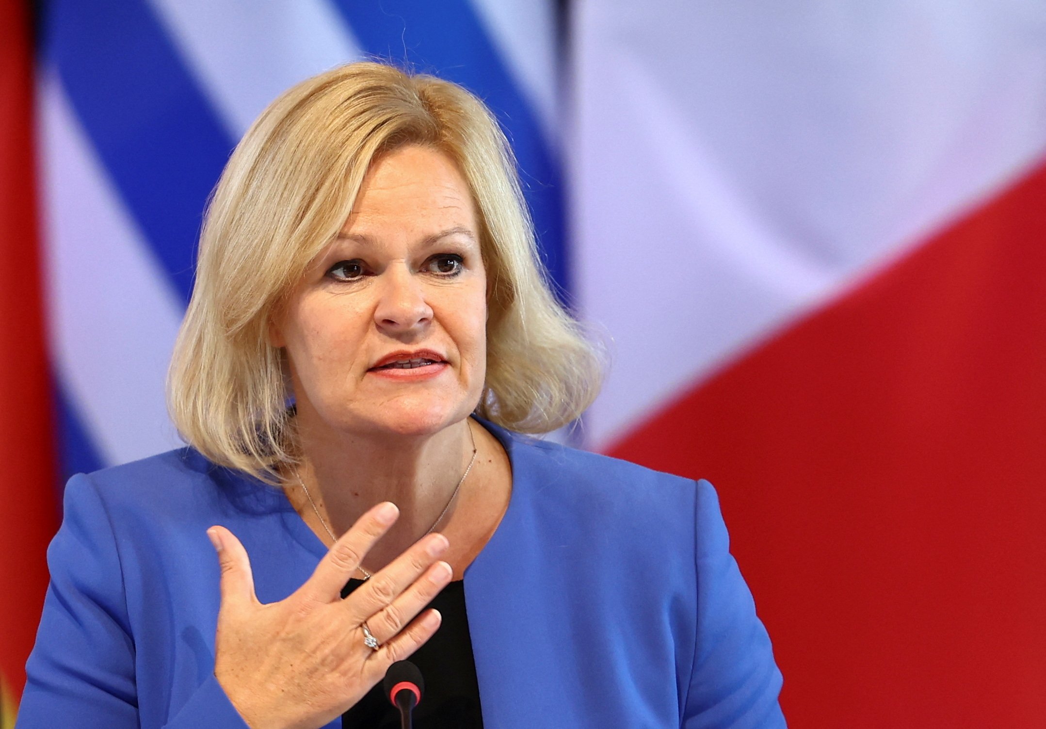 German Interior Minister Nancy Faeser speaking