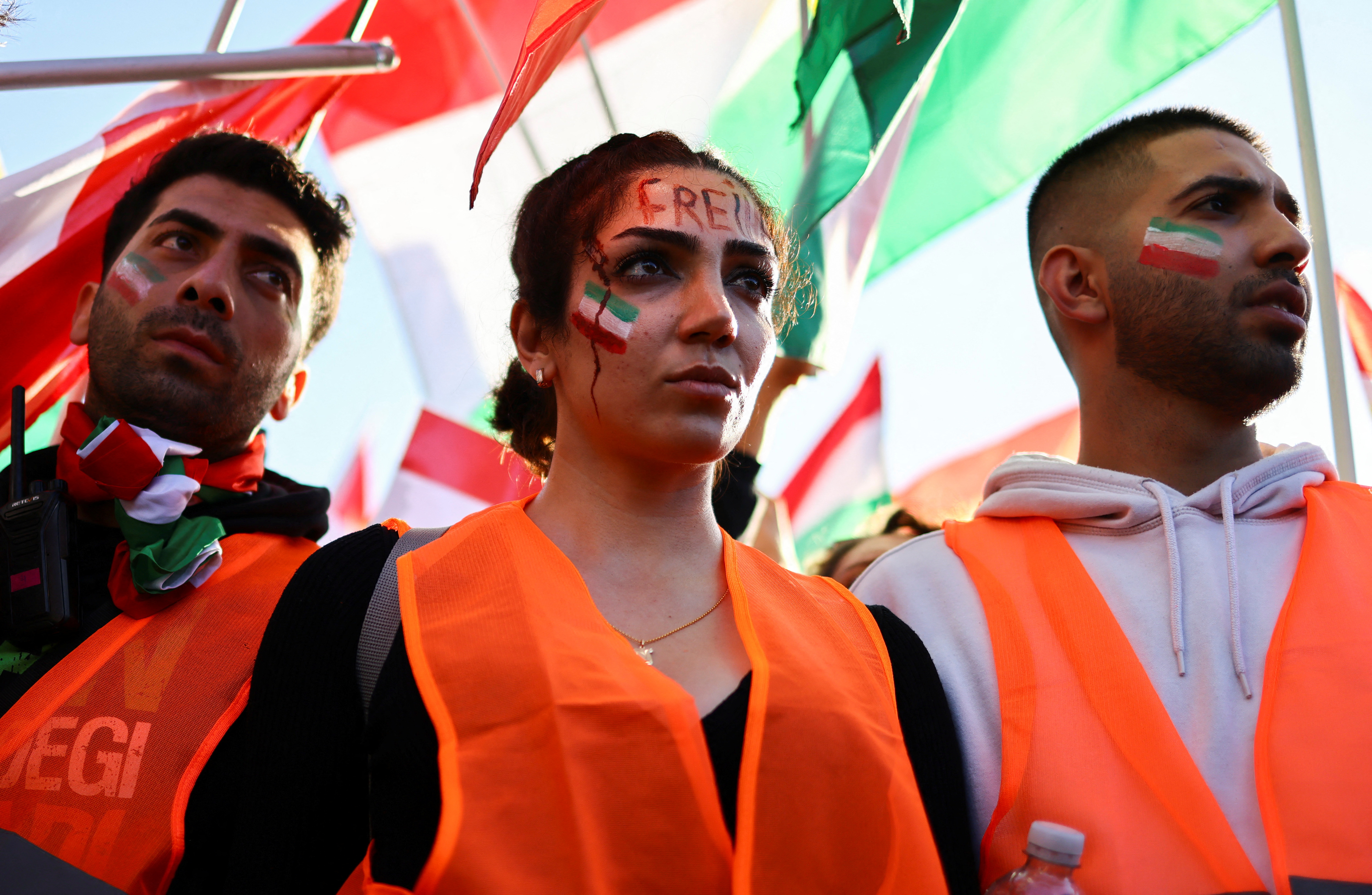 Demonstrators protest following the death of Mahsa Amini in Iran, in Berlin.