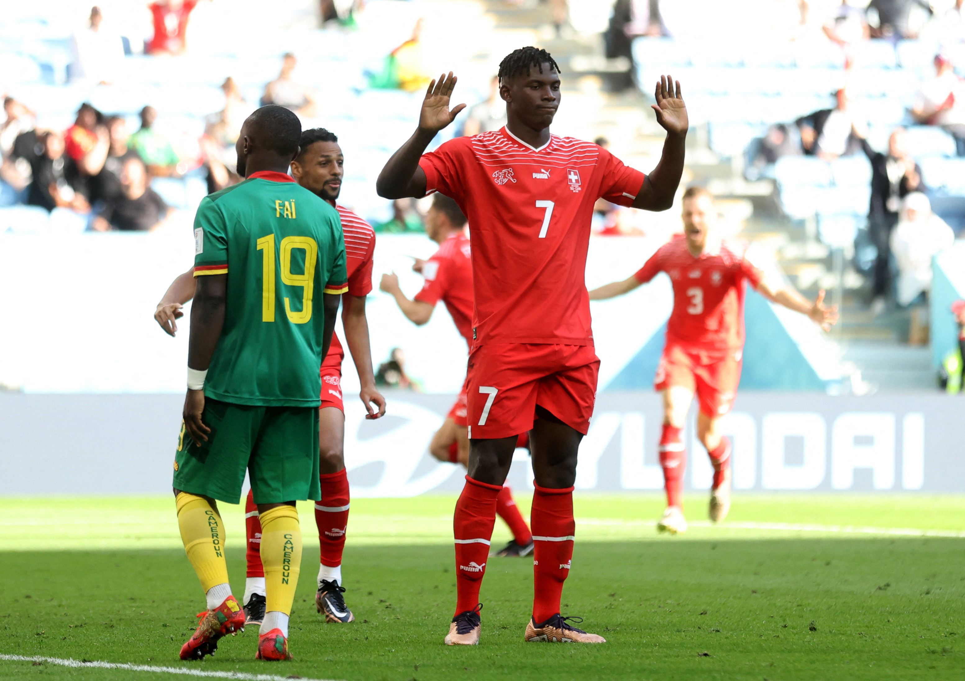 embolo celebrates his goal for switzerland