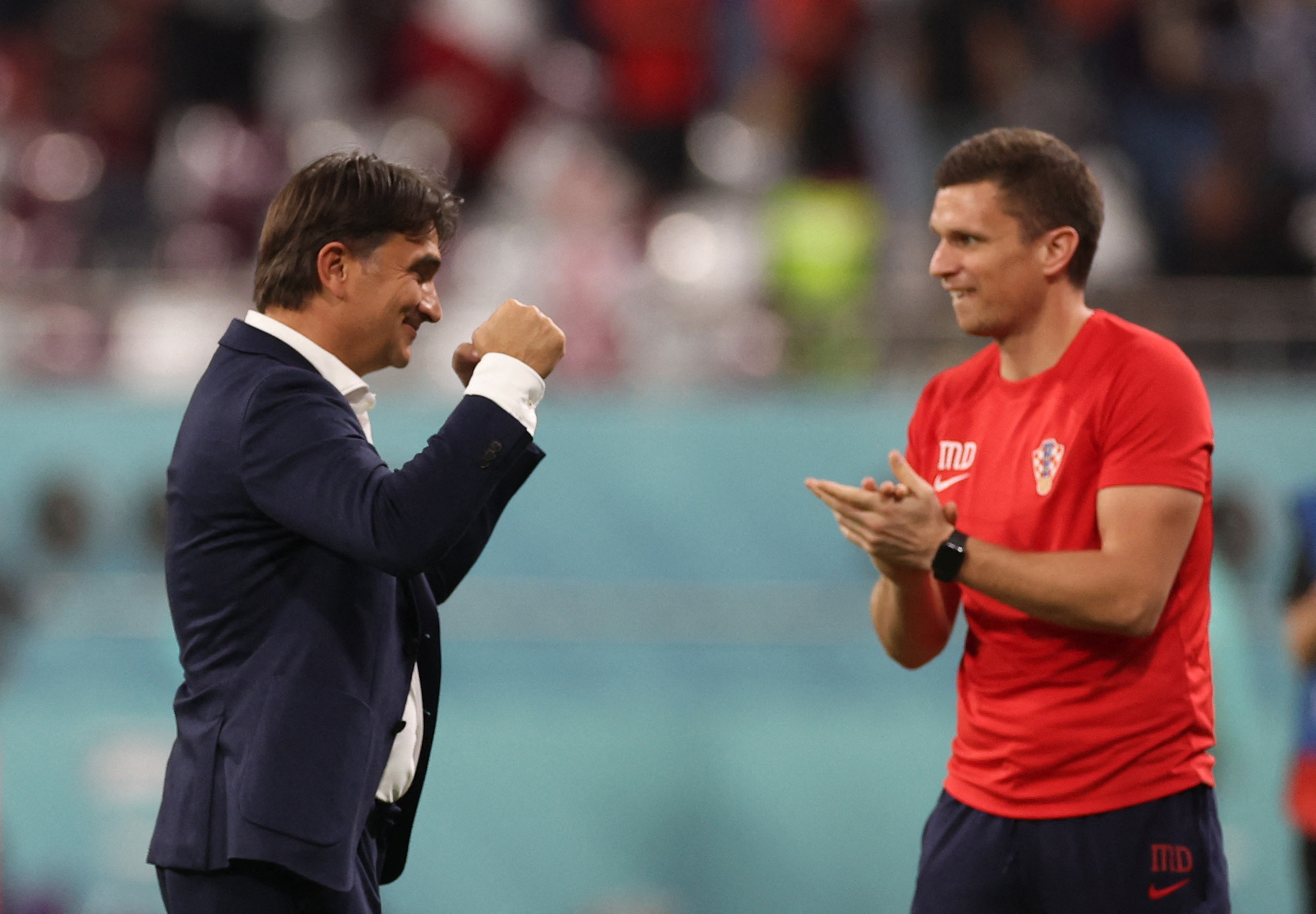Croatia coach Zlatko Dalic celebrates after the match 