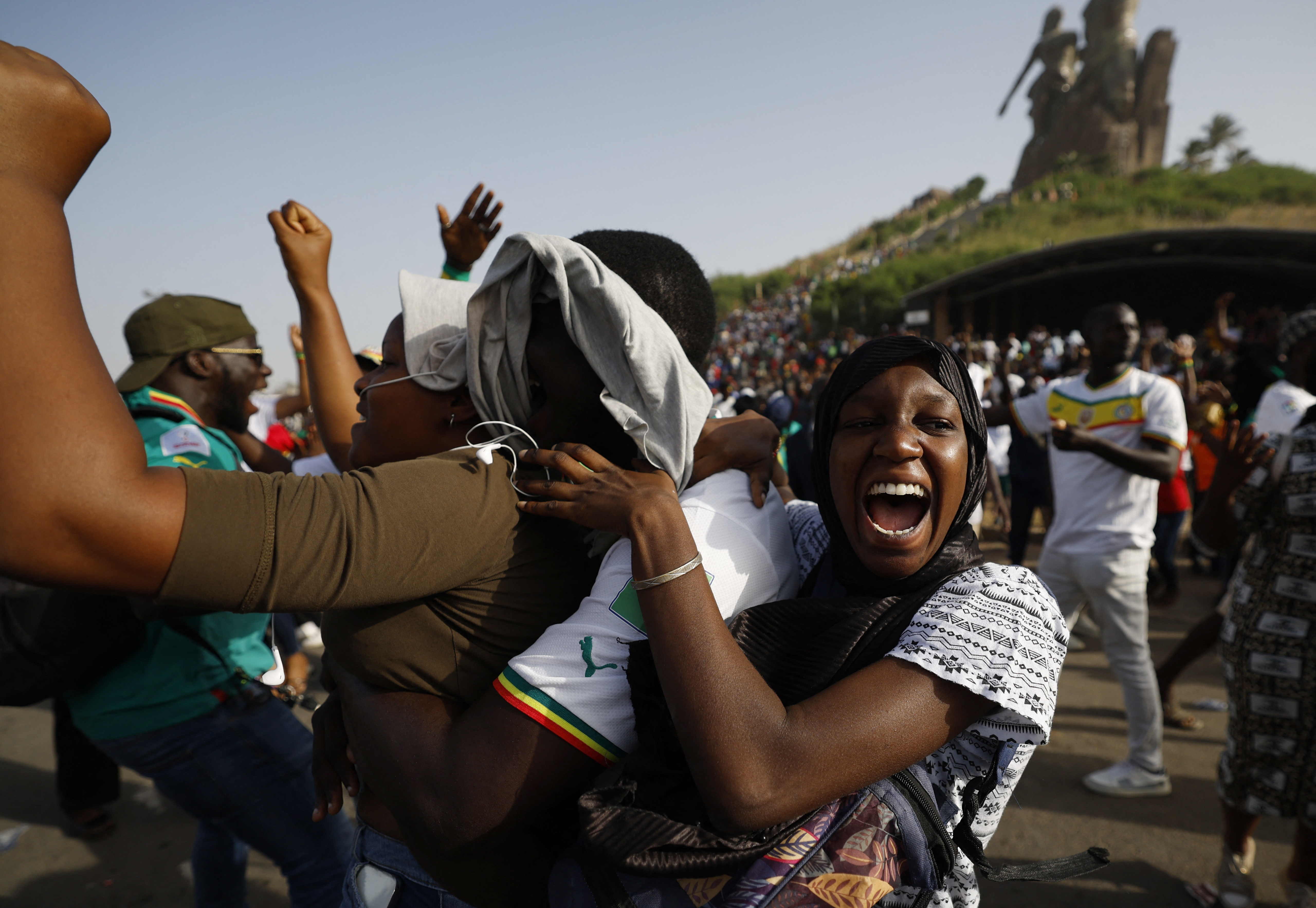 Fans in Dakar watch Ecuador v Senegal - Dakar, Senegal - November 29, 2022 Senegal fans