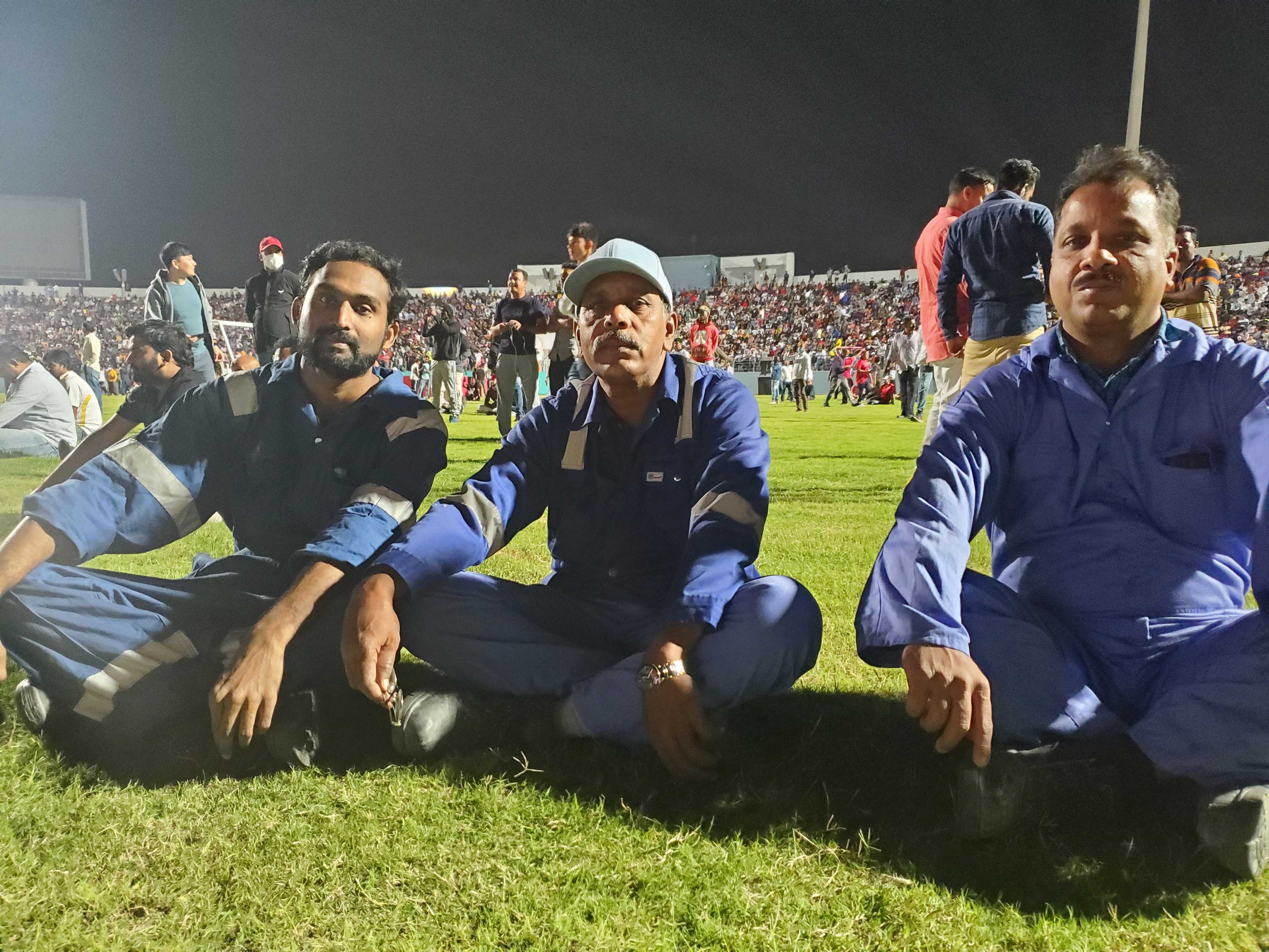 People have taken their places at the Industrial area fan zone