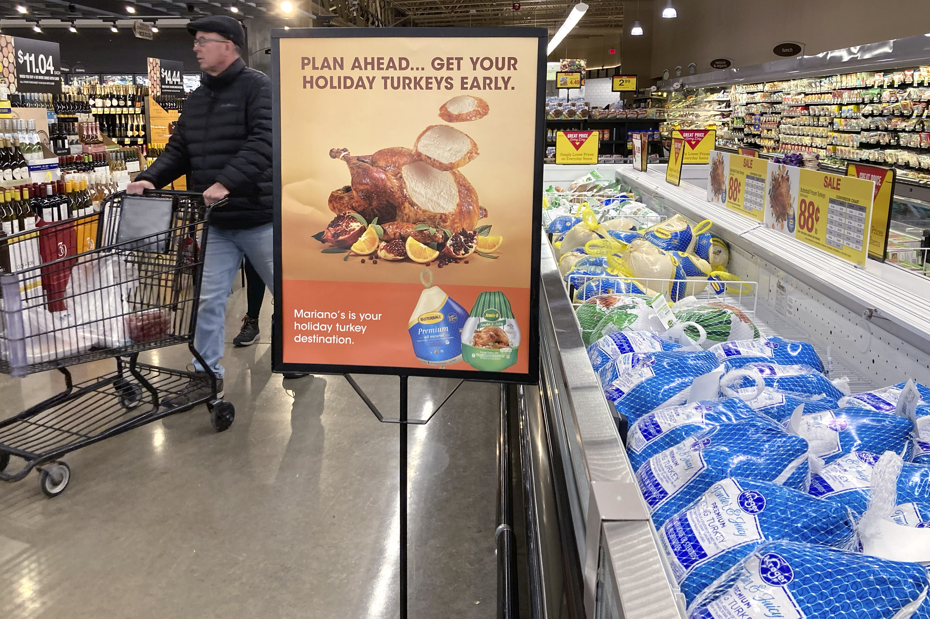 A man shops at a grocery store in Glenview, Illinois in US