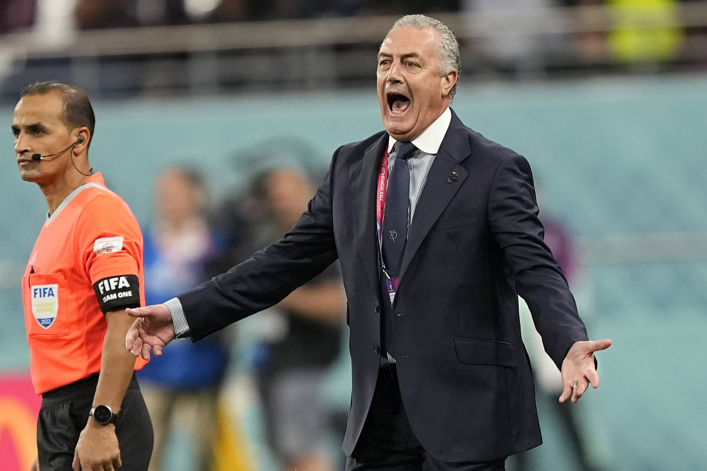 Ecuador's head coach Gustavo Alfaro reacts