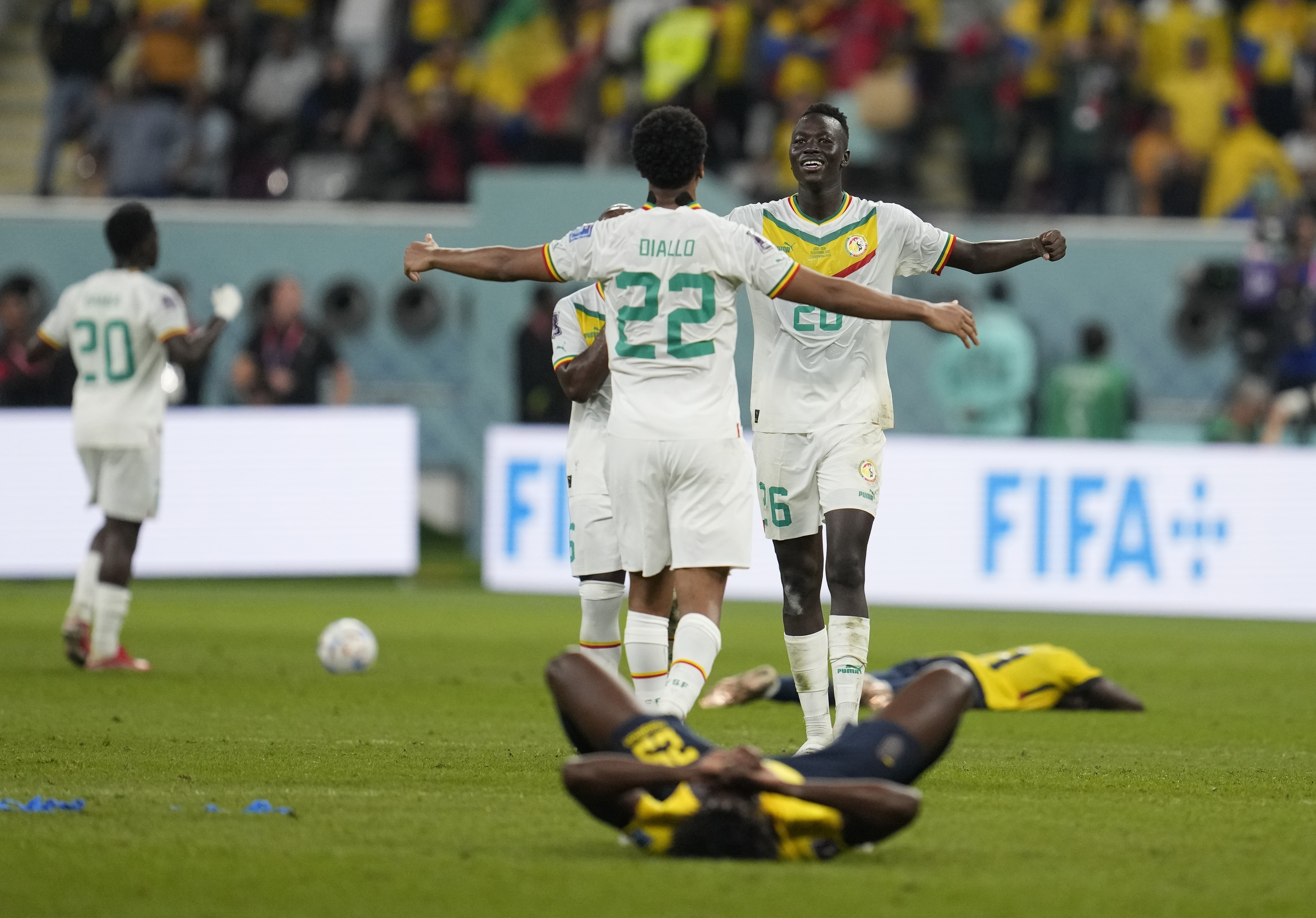 Senegal's players celebrate their win