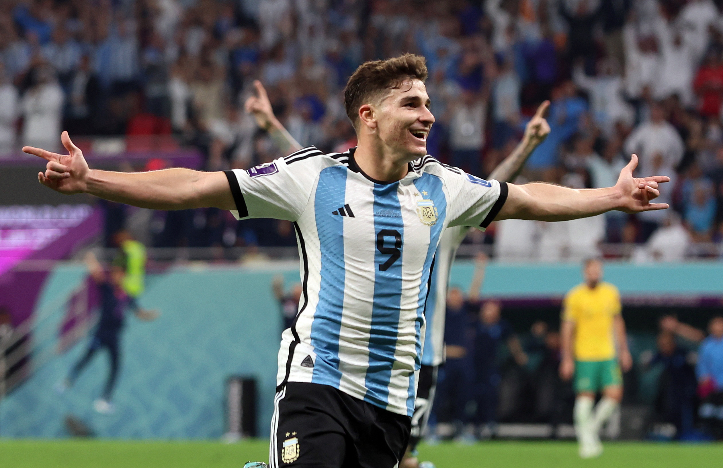 Julian Alvarez celebrates scoring their second goal