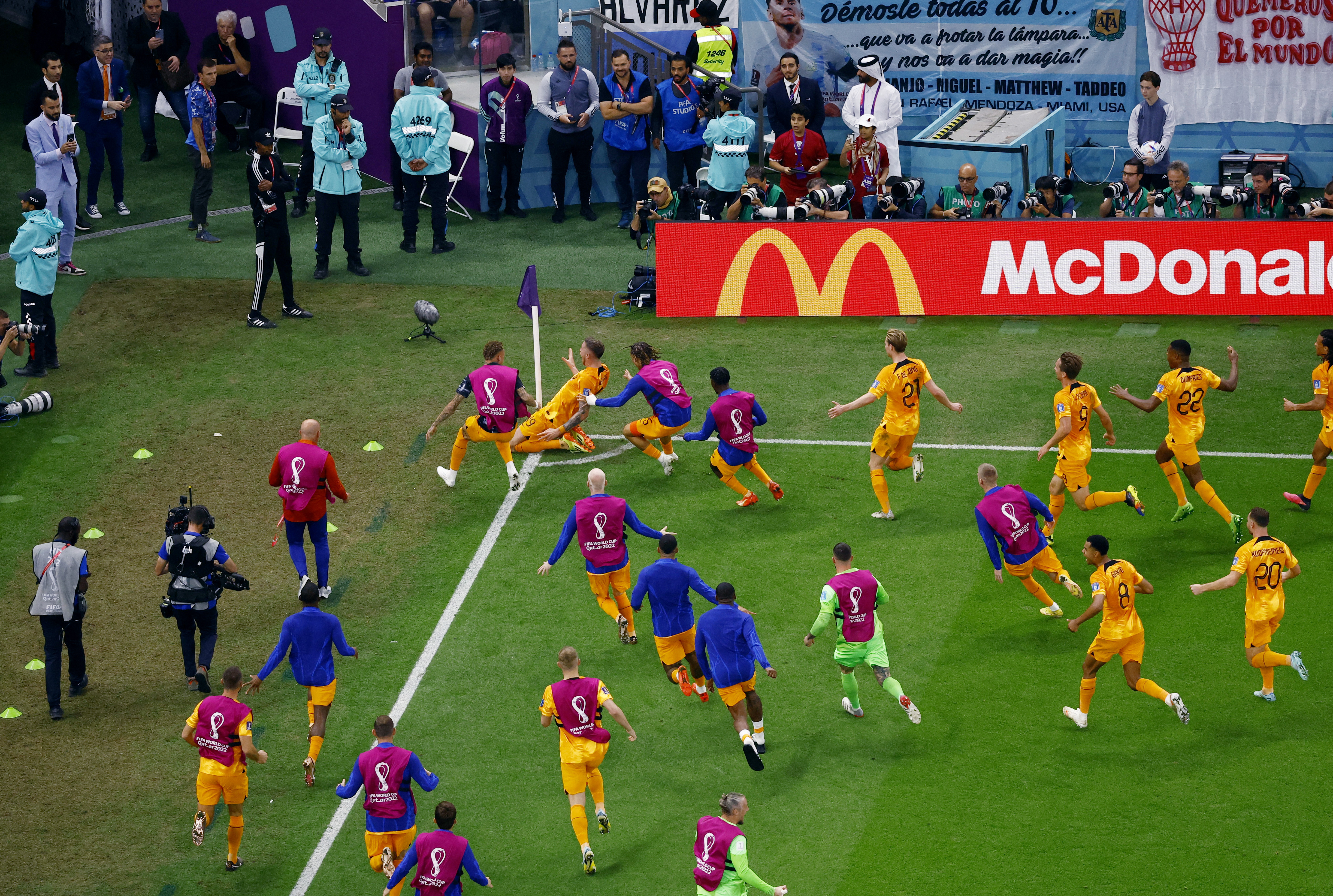 Netherlands' Wout Weghorst celebrates scoring their second goal