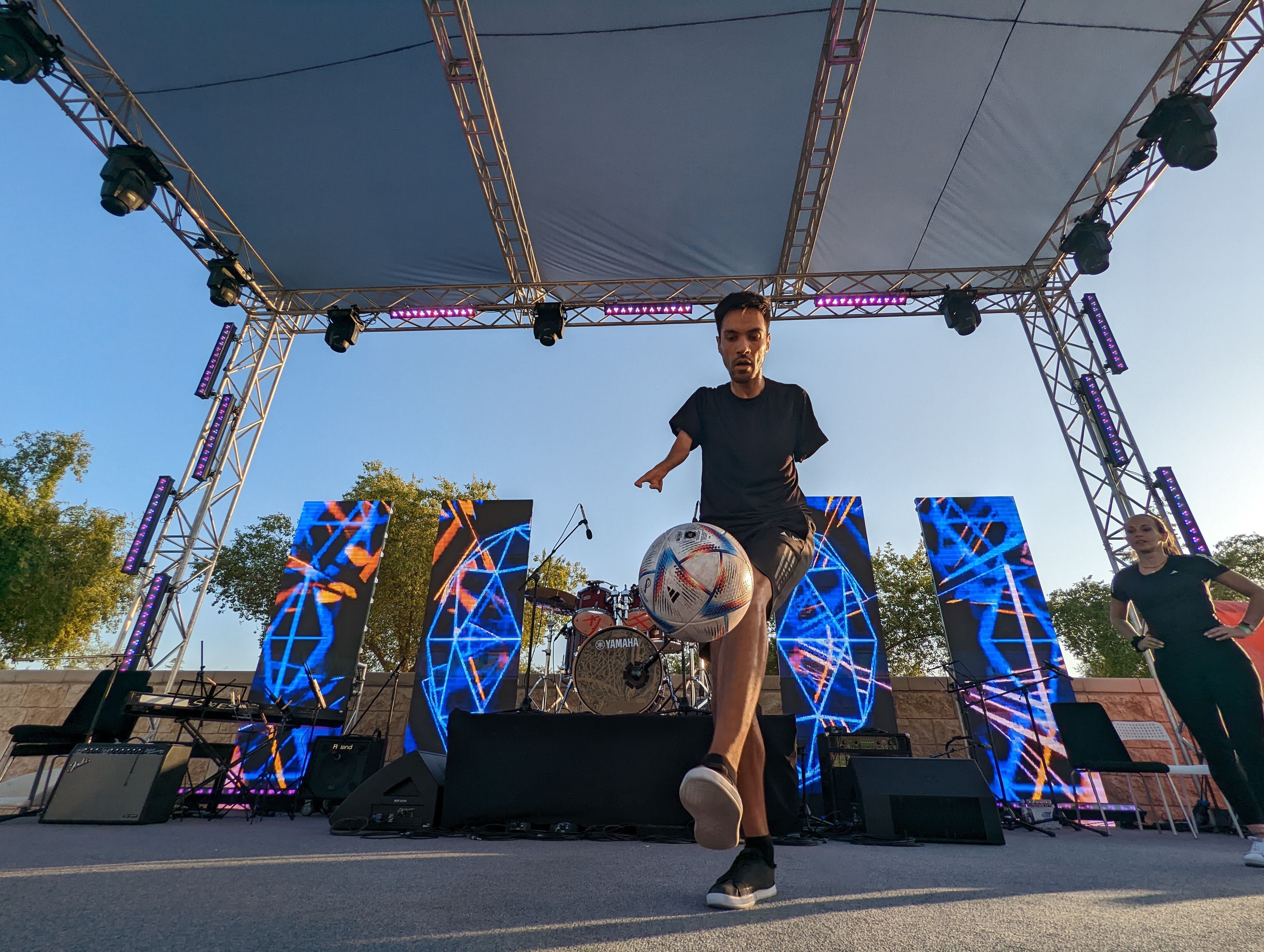 Juanro Aguiló performing near Education City Stadium Photo Umer Naseef Ali 17