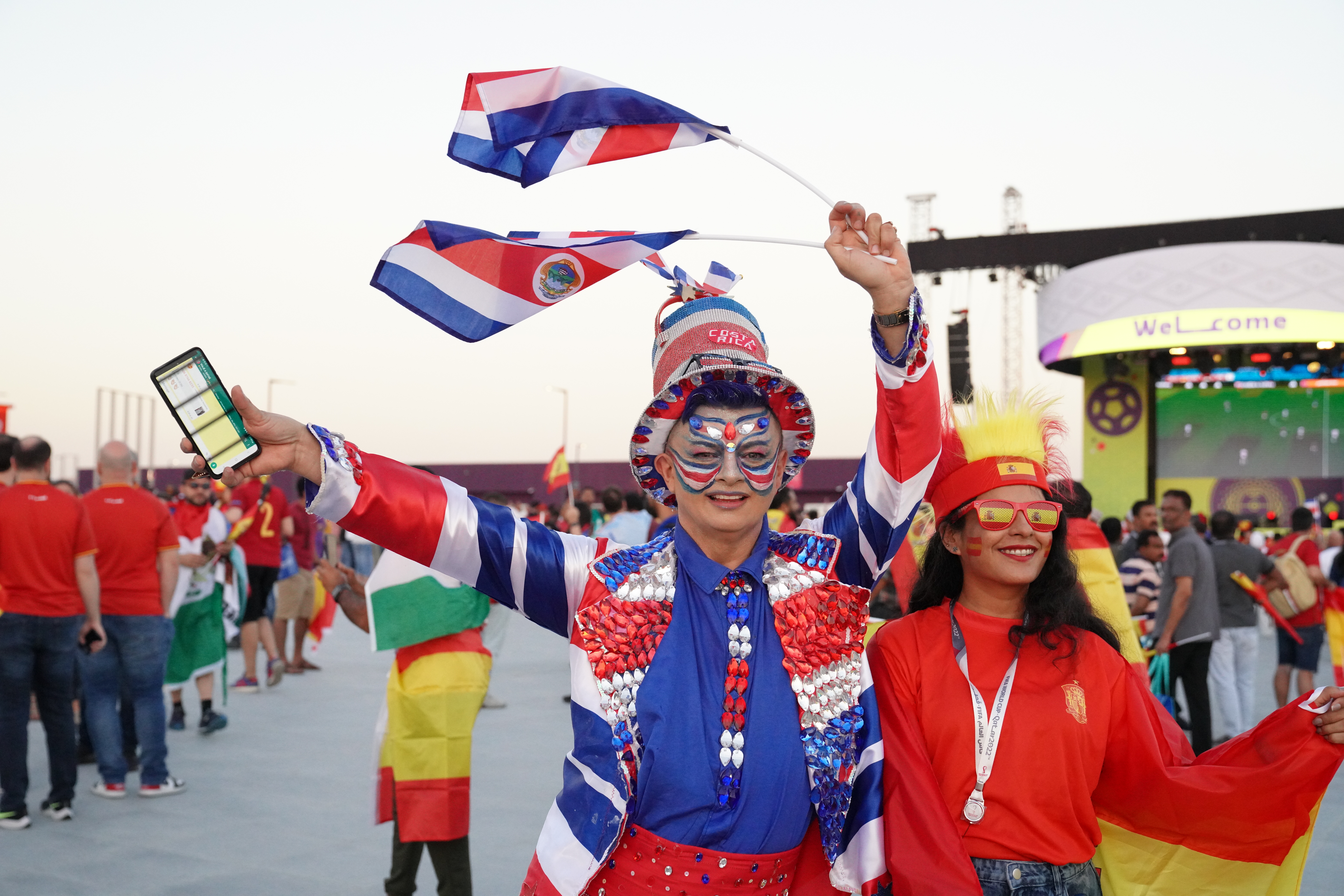 Costa Rica and Spain fans