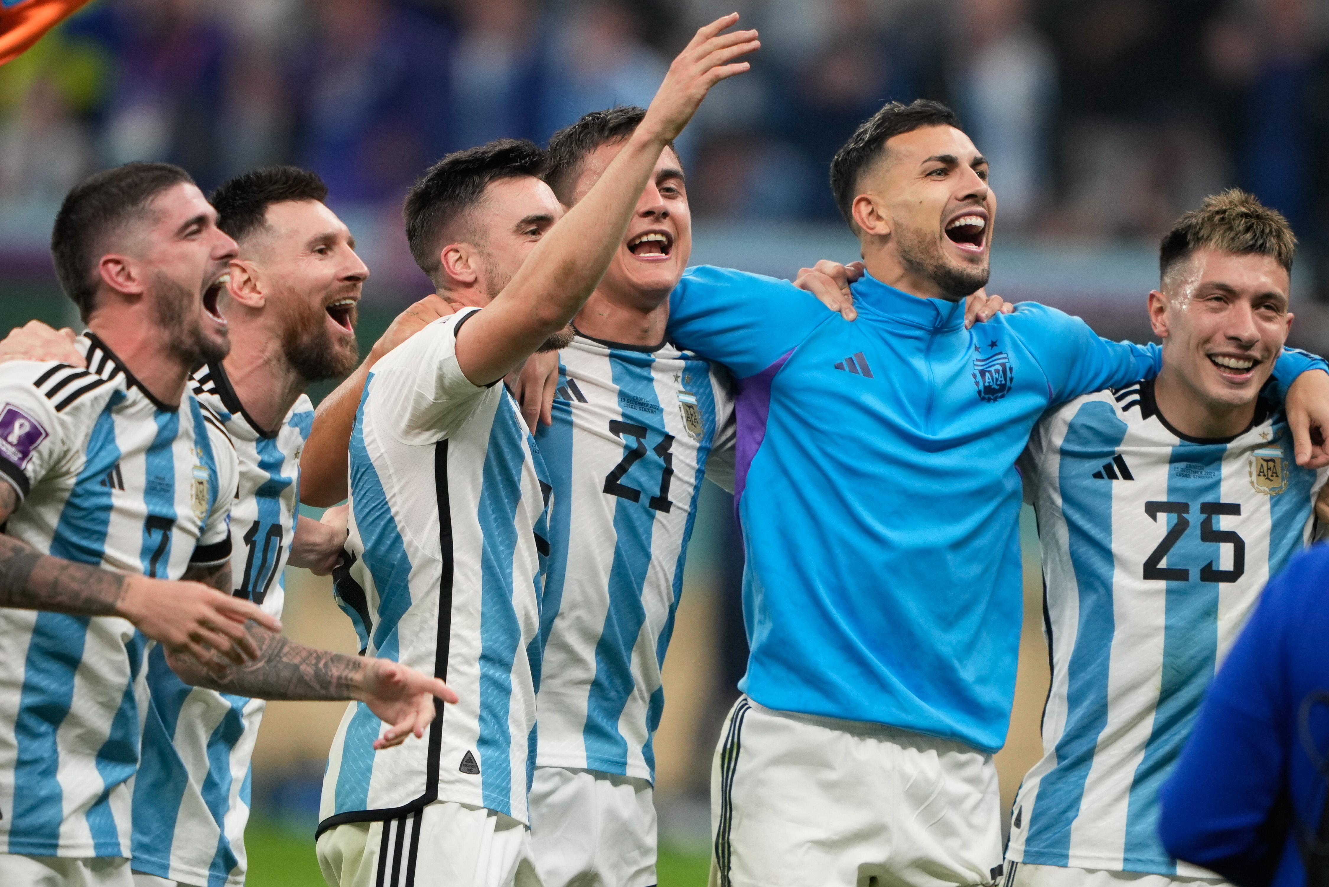 Argentinian players celebrate their victory | Argentina v Croatia, FIFA World Cup 2022, December 13