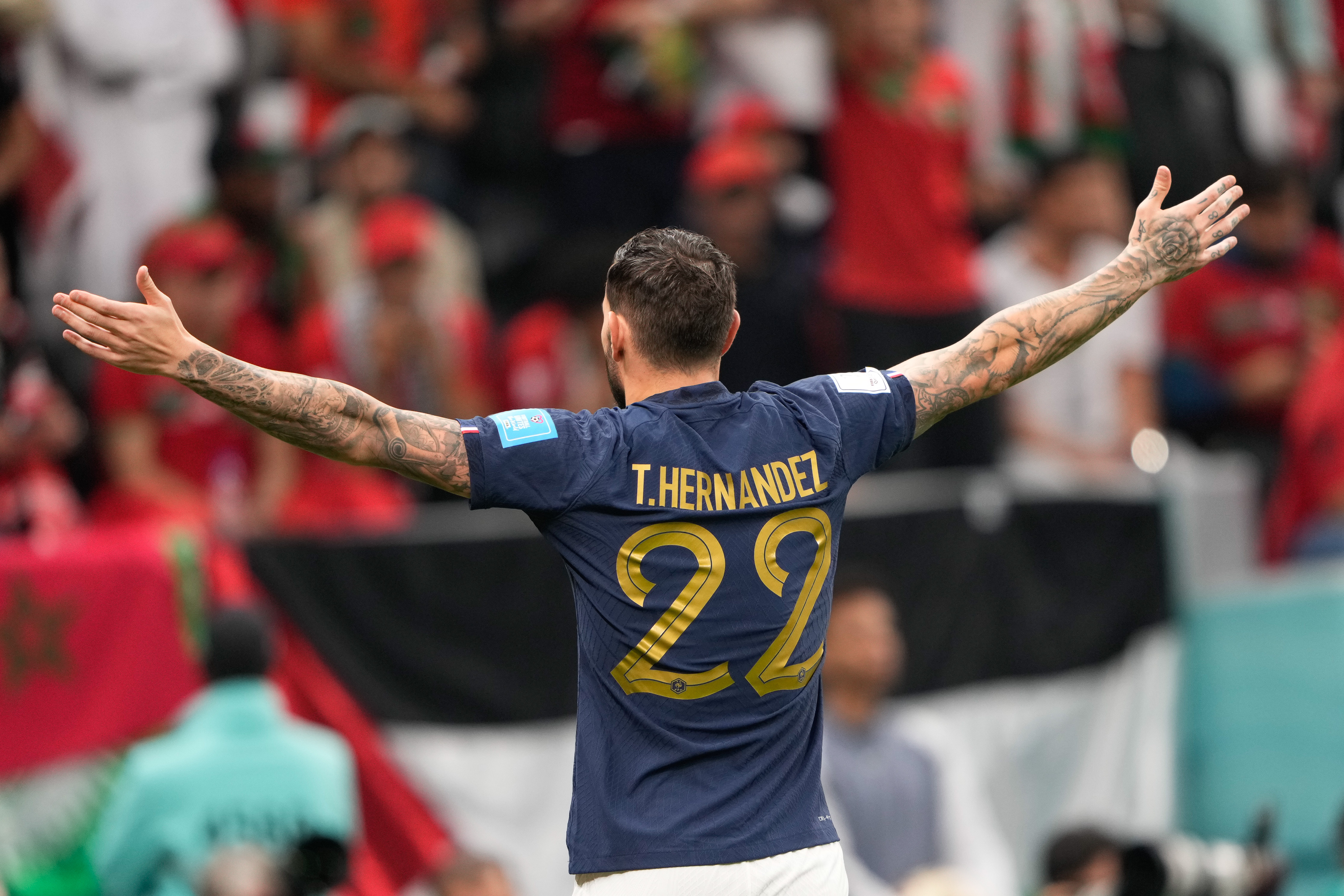 Theo Hernandez #22 after scoring their side's first goa