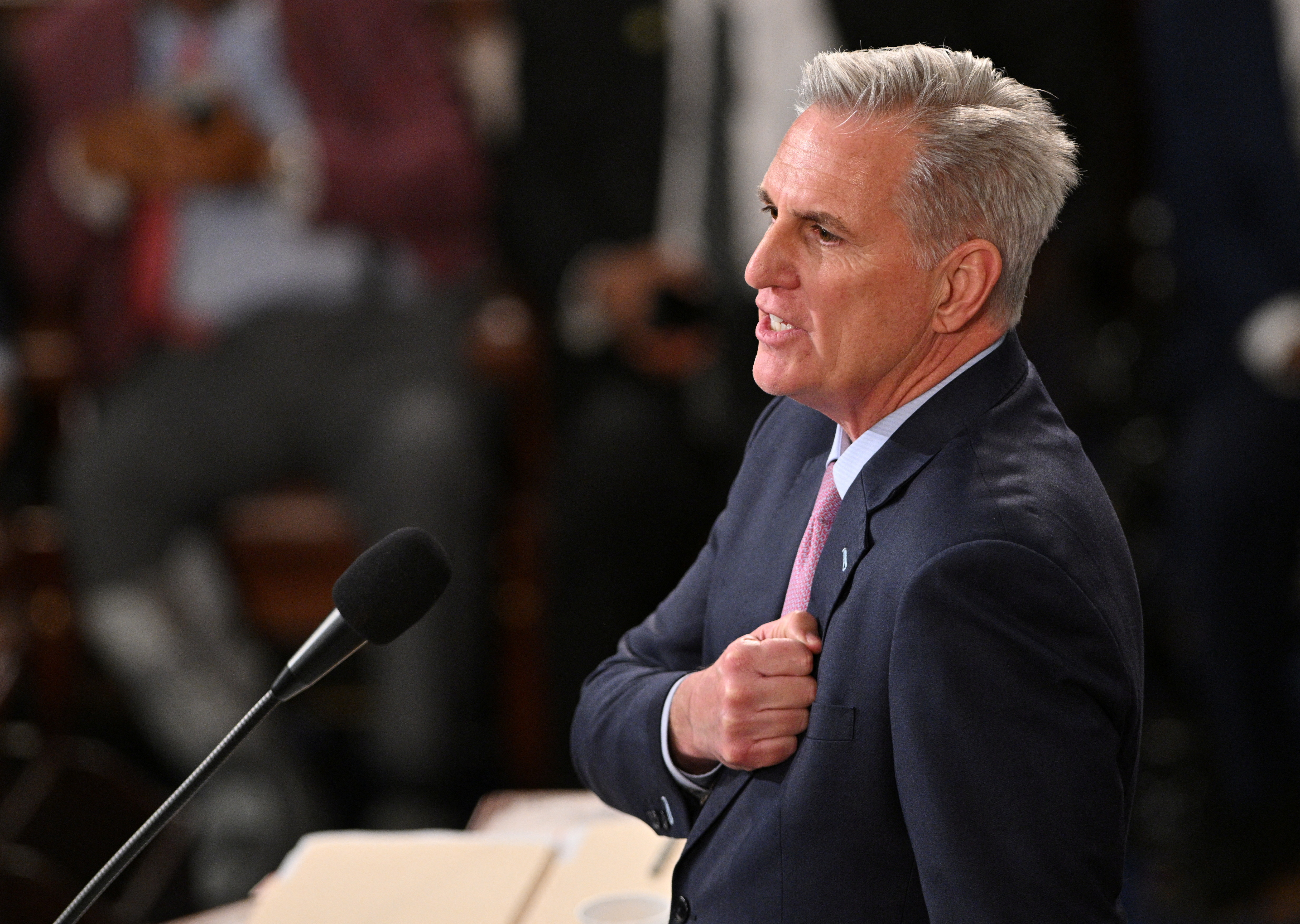 Speaker of the House Kevin McCarthy (R-CA) addresses the House of Representatives for the first time.