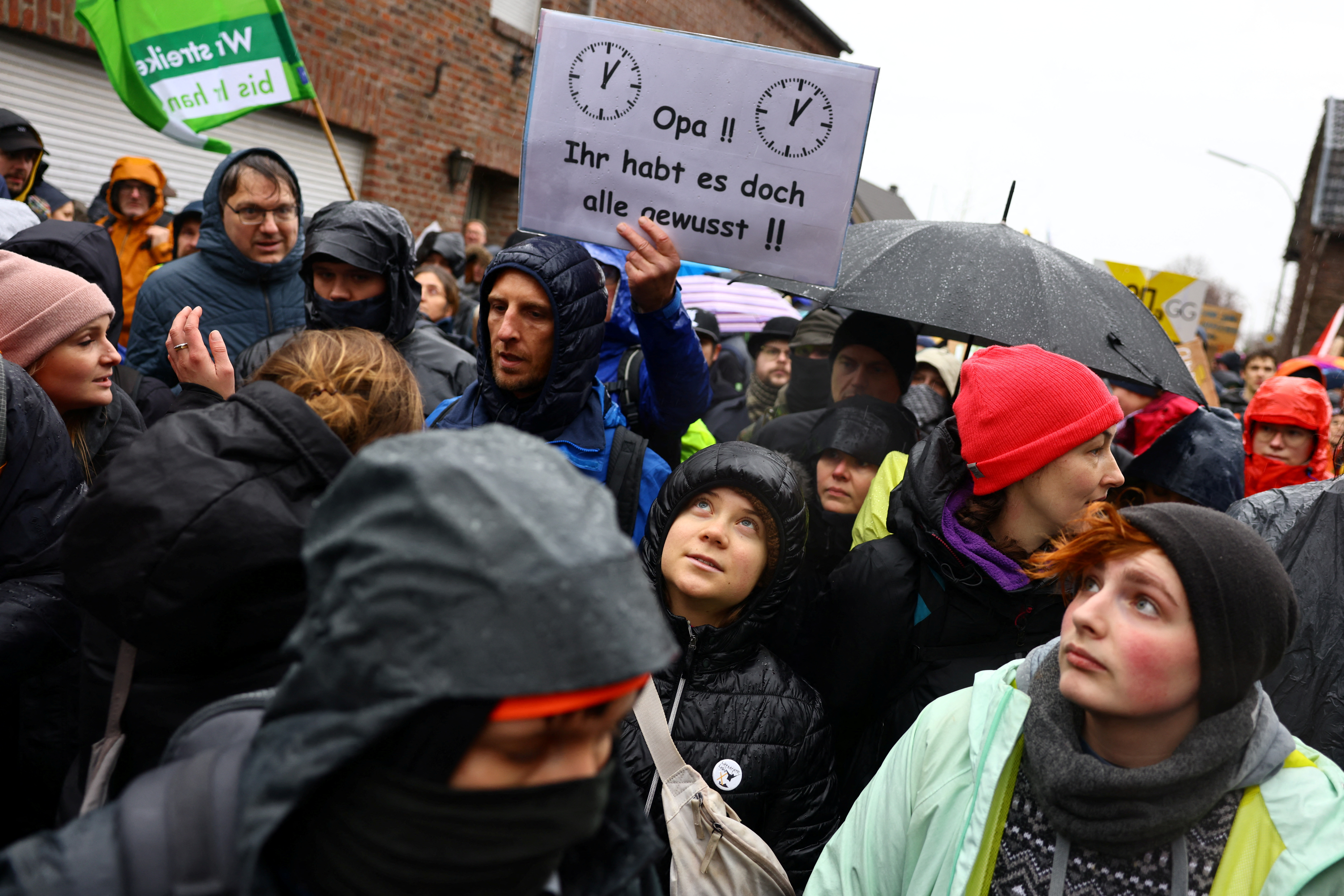 Climate activist Greta Thunberg takes part in a protest against the expansion of a coal mine