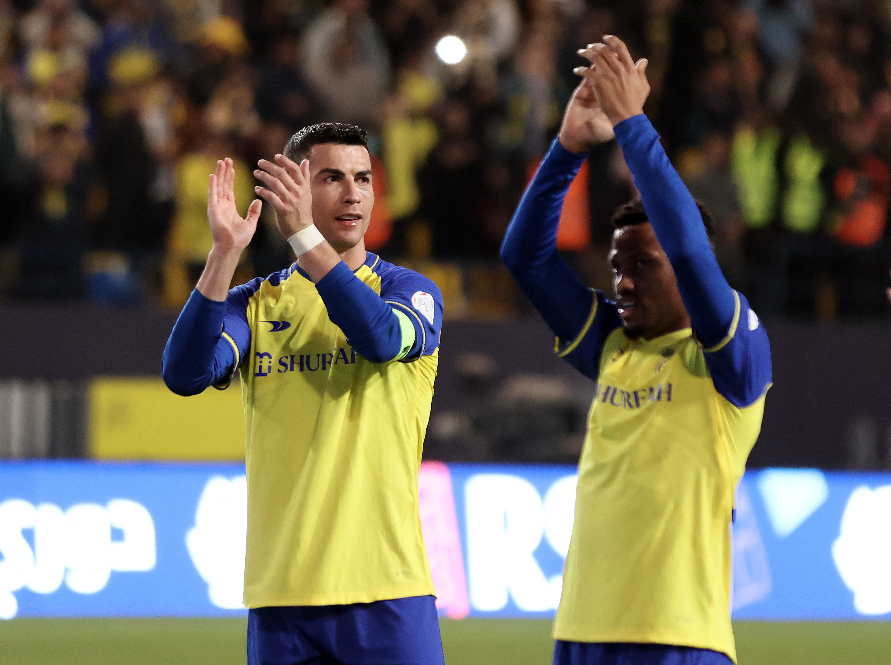 Soccer Football - Saudi Pro League - Al Nassr v Al Ettifaq - Mrsool Park, Riyadh, Saudi Arabia - January 22, 2023 Al Nassr's Cristiano Ronaldo applauds fans after the match 