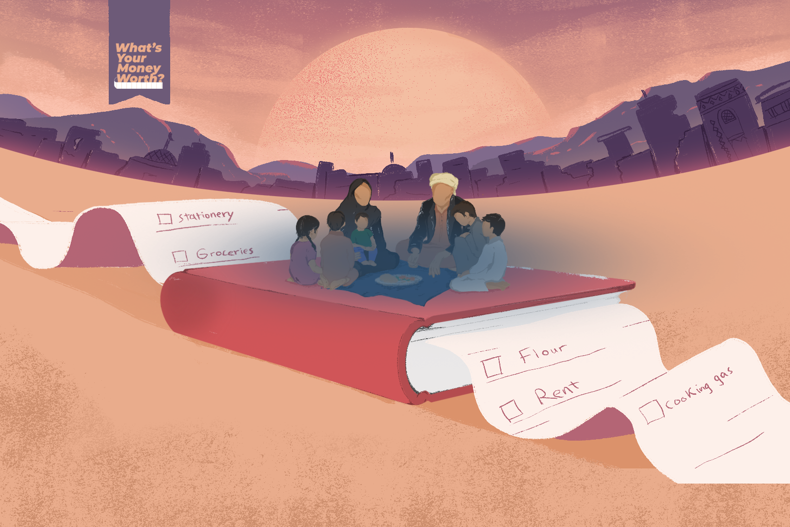 An illustration of a Yemeni family