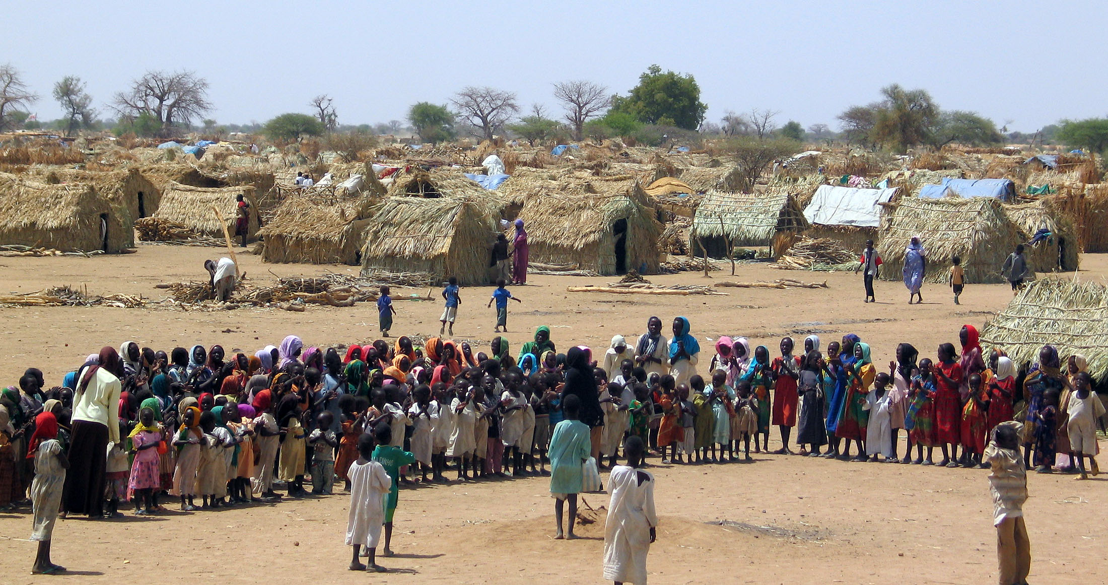 Sudanese refugees at the Kakma refugee camp in an arid area in Sudan's northern Darfur province
